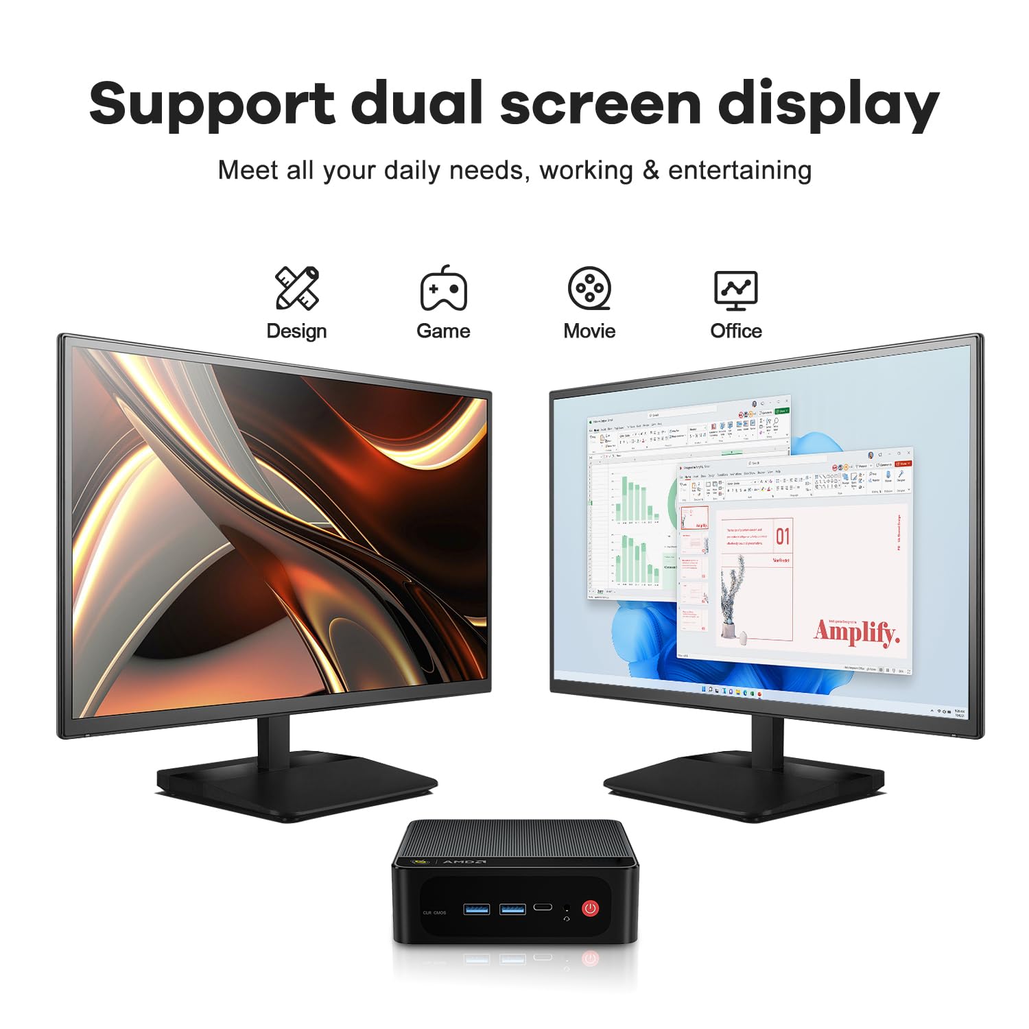 Beelink SER Mini PC W11 Pro, AMD Ryzen 5 5500(6C/12T up to 4 GHz), 16GB DDR4 500GB NVME SSD Graphics 6 core, WiFi 6/BT5.2/Dual Display Mini PC Computer