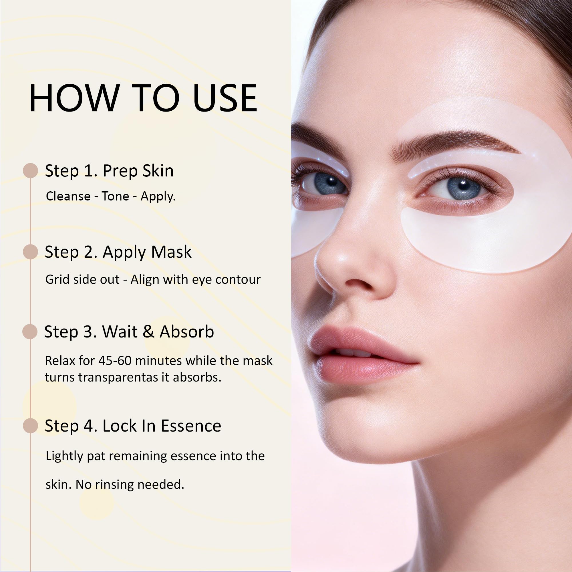 Aurova Beauty Eye Mask, Eye Mask with Bio-Collagen Peptide Complex & Vitamin C (1Set/12 Patch)