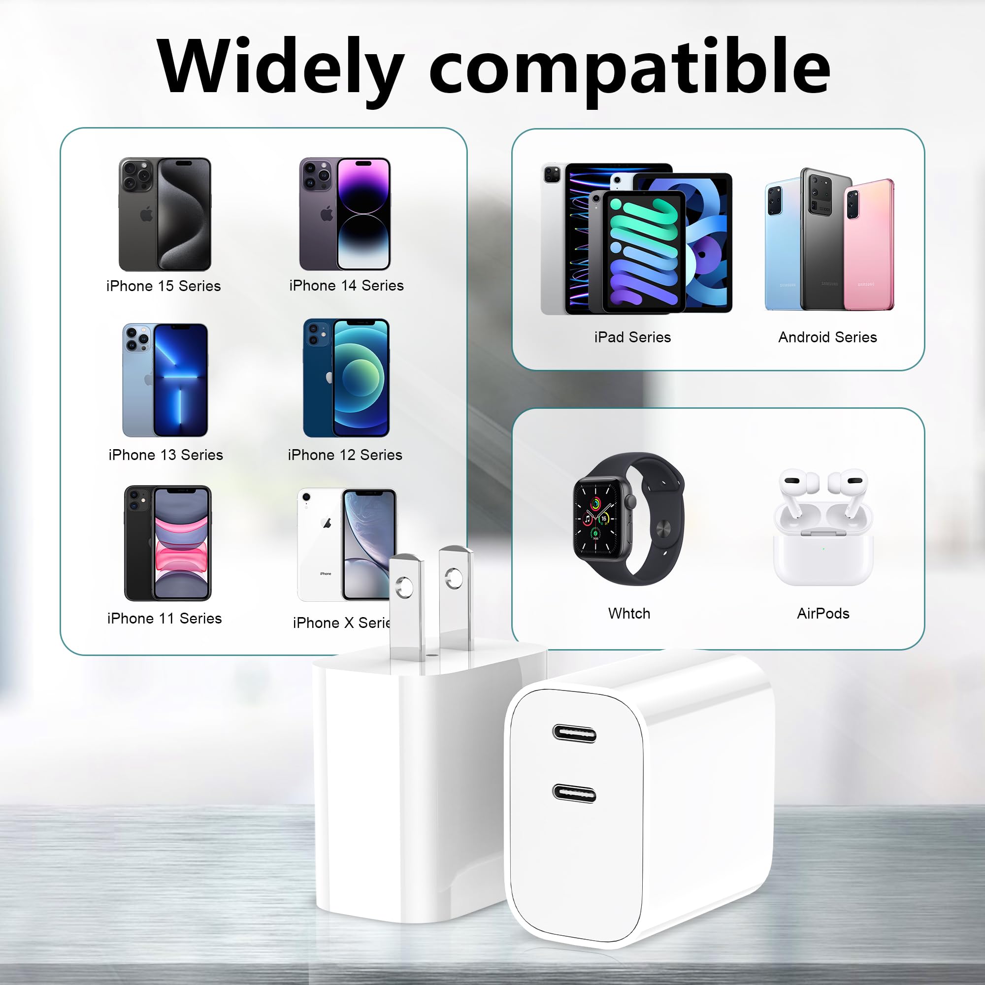 USB C Charger Block,3-Pack Dual Port USB C Fast Charging Block,Type C Wall Charger Plug for iPhone 14/13/12/11/ Pro Max/Plus/Xs Max/XR/X,iPad Pro (20W)