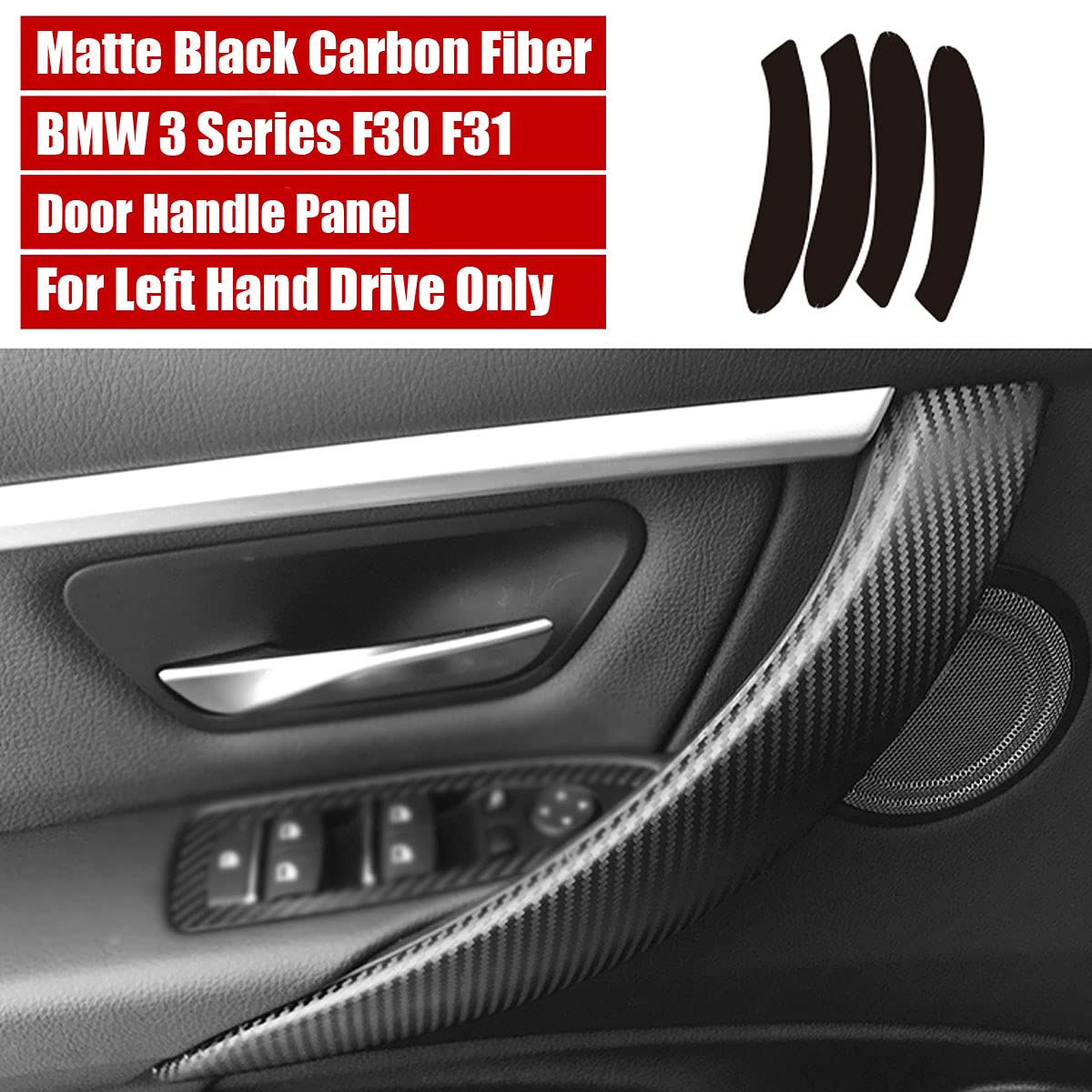 aohua Center Console Dashboard Vinyl Wrap Cover Matte Black Carbon Fiber Interior Pre-Cut Armrest Console Panel Protective Decoration Sticker Accessories for BMW 3 Series/4 series/F30 F31 F32 F34 F36