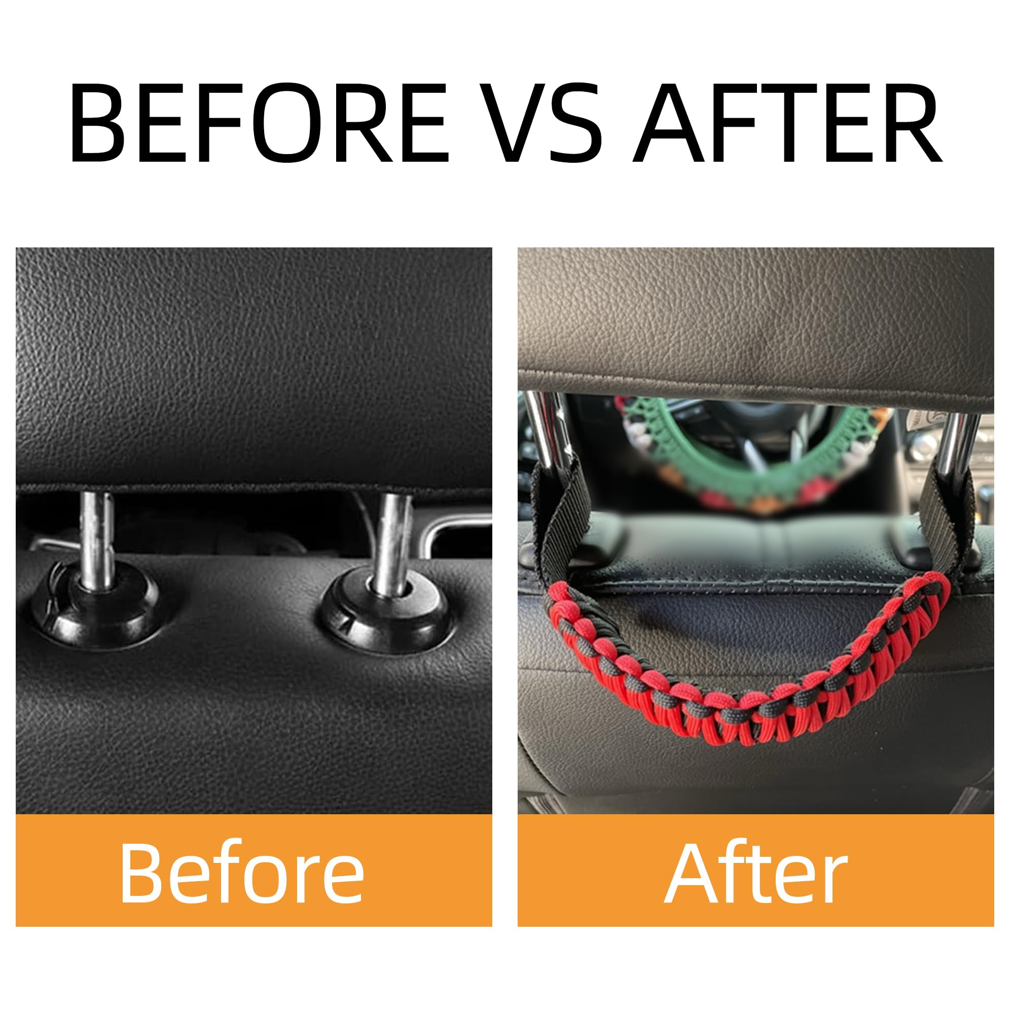 Elantrip 2PCS Headrest Grab Handles, Car Front Rear Seat Back Roll Bar Grip Handles Kit