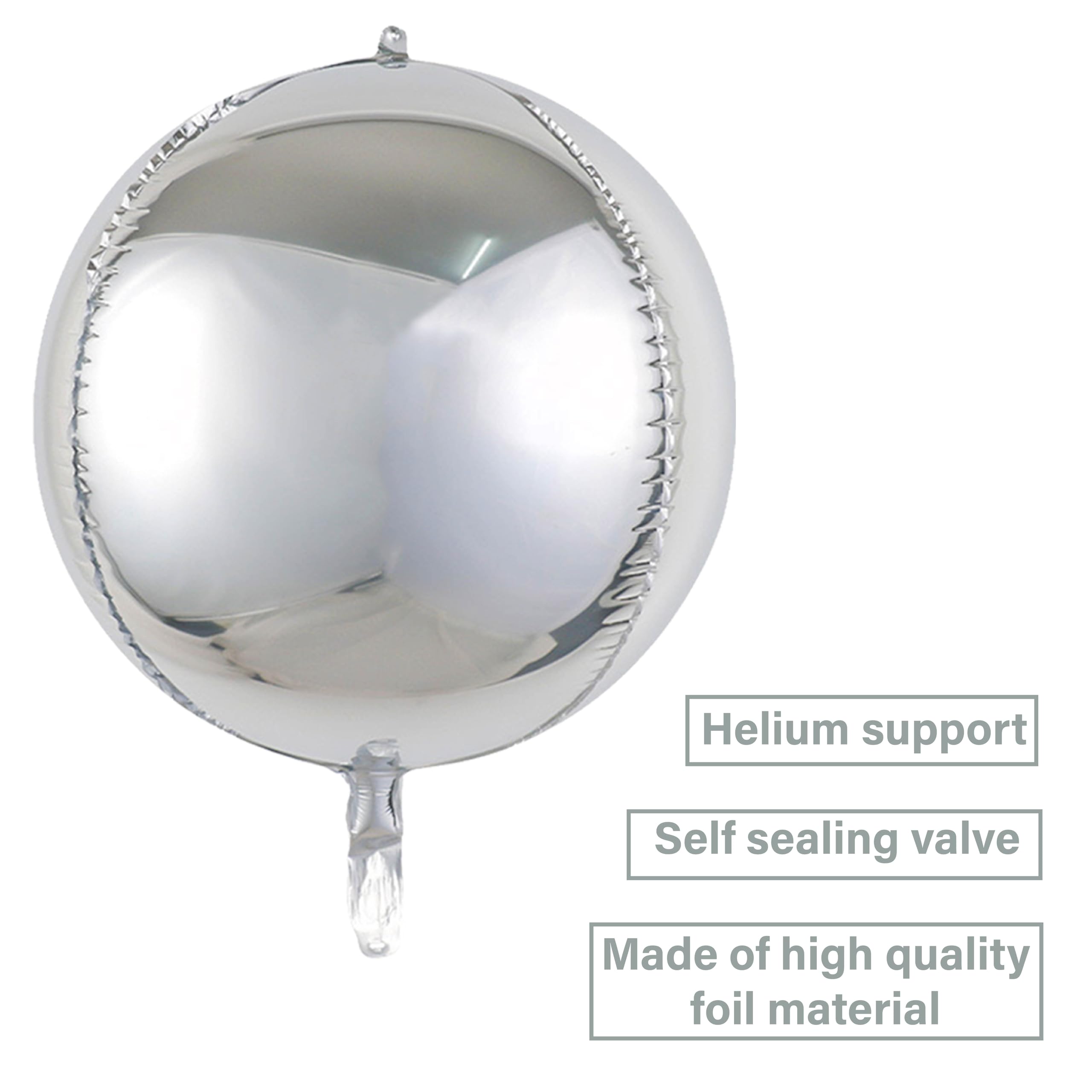laackys silver balloons, 6-pack 22-inch metallic silver balloons partywoo balloons, 4D round silver chrome balloons for silver birthday party decoration, silver foil balloons silver metallic balloons