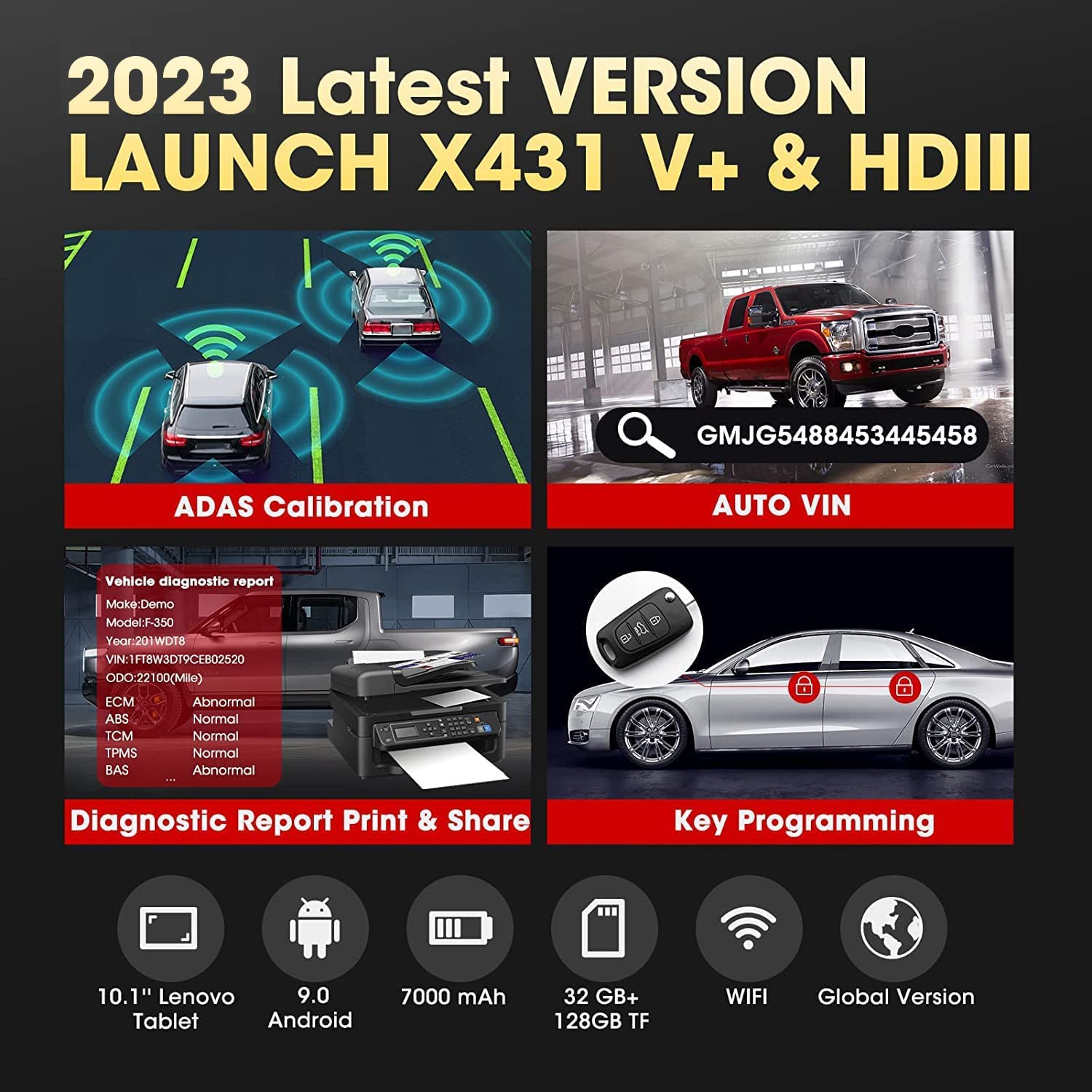 LAUNCH X431 V+ 5.0, SmartLink C Heavy Duty Truck Scanner for Commercial/Passenger Vehicles, J2534 D-PDU, ECU Program, ECU Coding, Topology, 60 Reset, Bi-Directional Scan Tool, All System