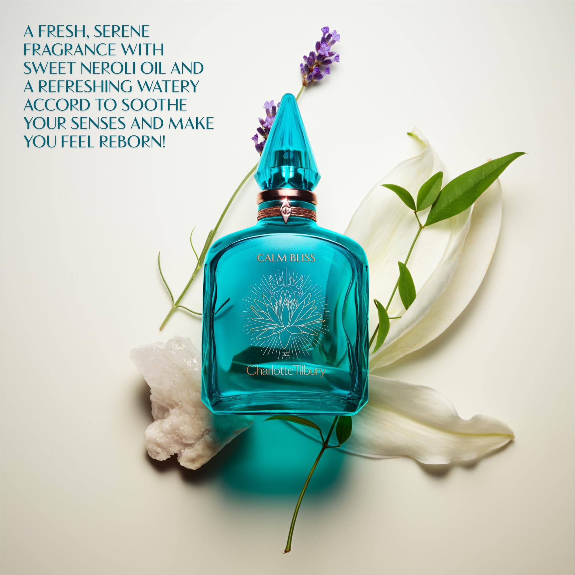 Charlotte Tilbury Calm Bliss Eau De Parfum - Emotion-Boosting Floral Perfume Enriched with Naturally-Derived Oils - Long-Lasting Scent with Notes of Neroli Oil, Watery Accord & Lavandin Oil (10ml)