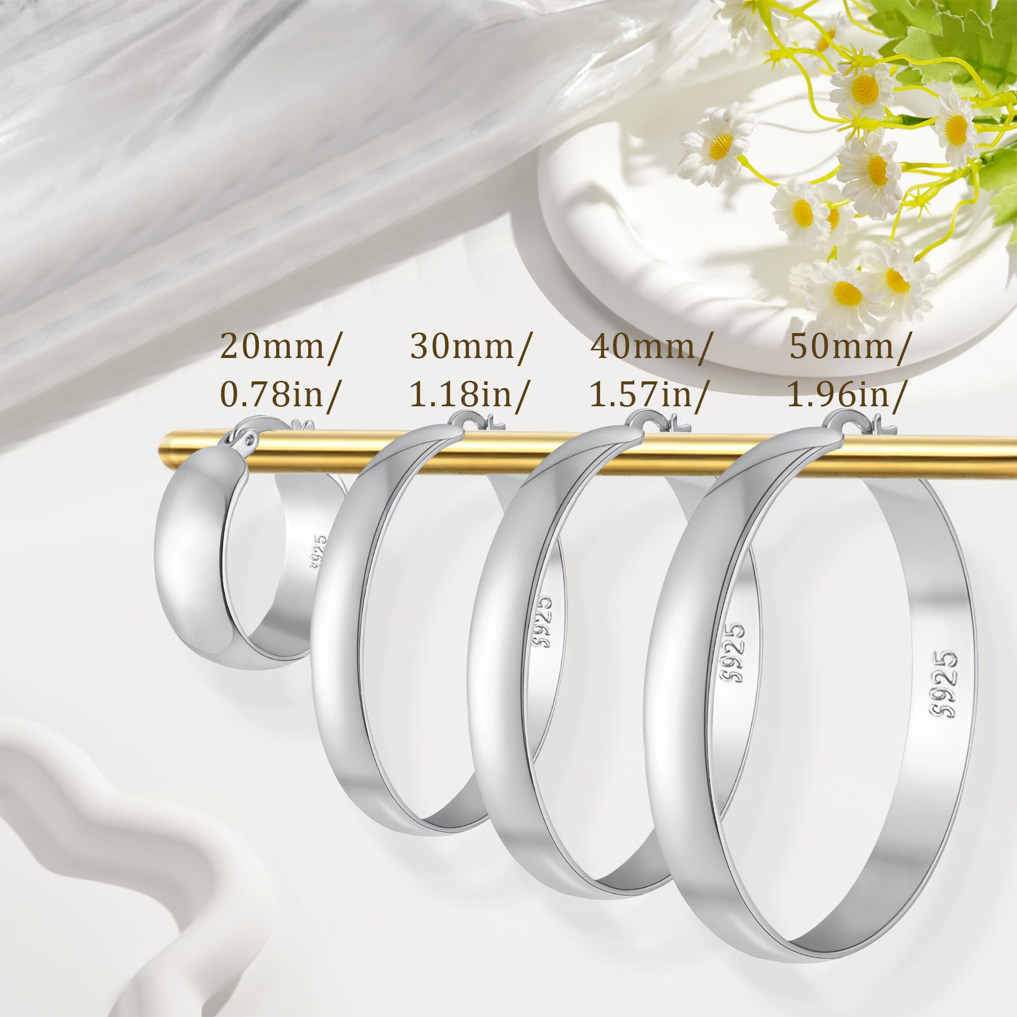 DORANA Big Silver Hoop Earrings for Women Sterling Silver Hoop Earrings Large Silver Hoops Hypoallergenic Thick Silver Chunky Hoops Earrings 925 Sterling Silver Hoop Earrings