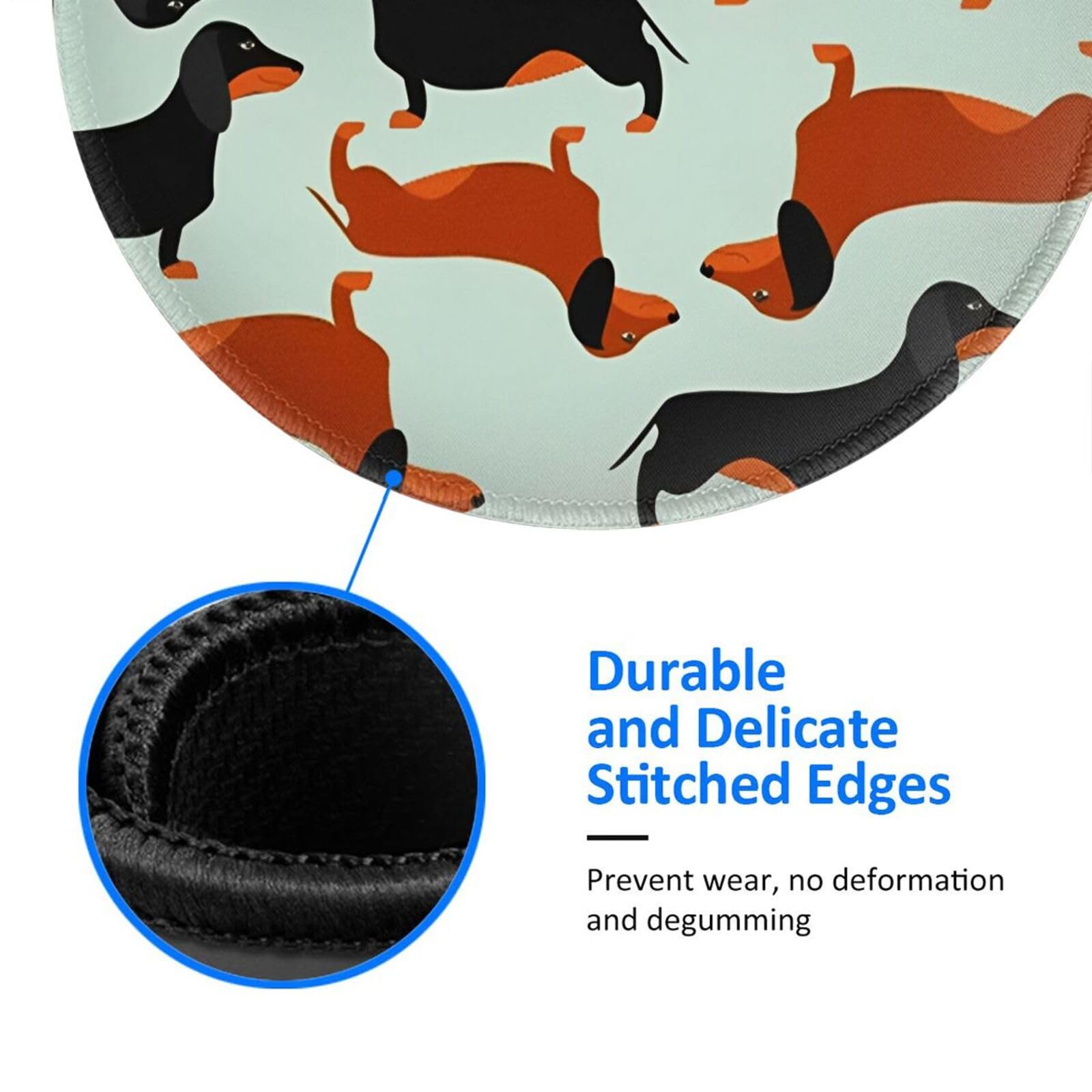 Mouse Pad Dachshund Cute Dog Mouse Pad with Non-Slip Rubber Base Round Gaming Pads Mousepad Mouse Mat for Computer Office Desk Accessories