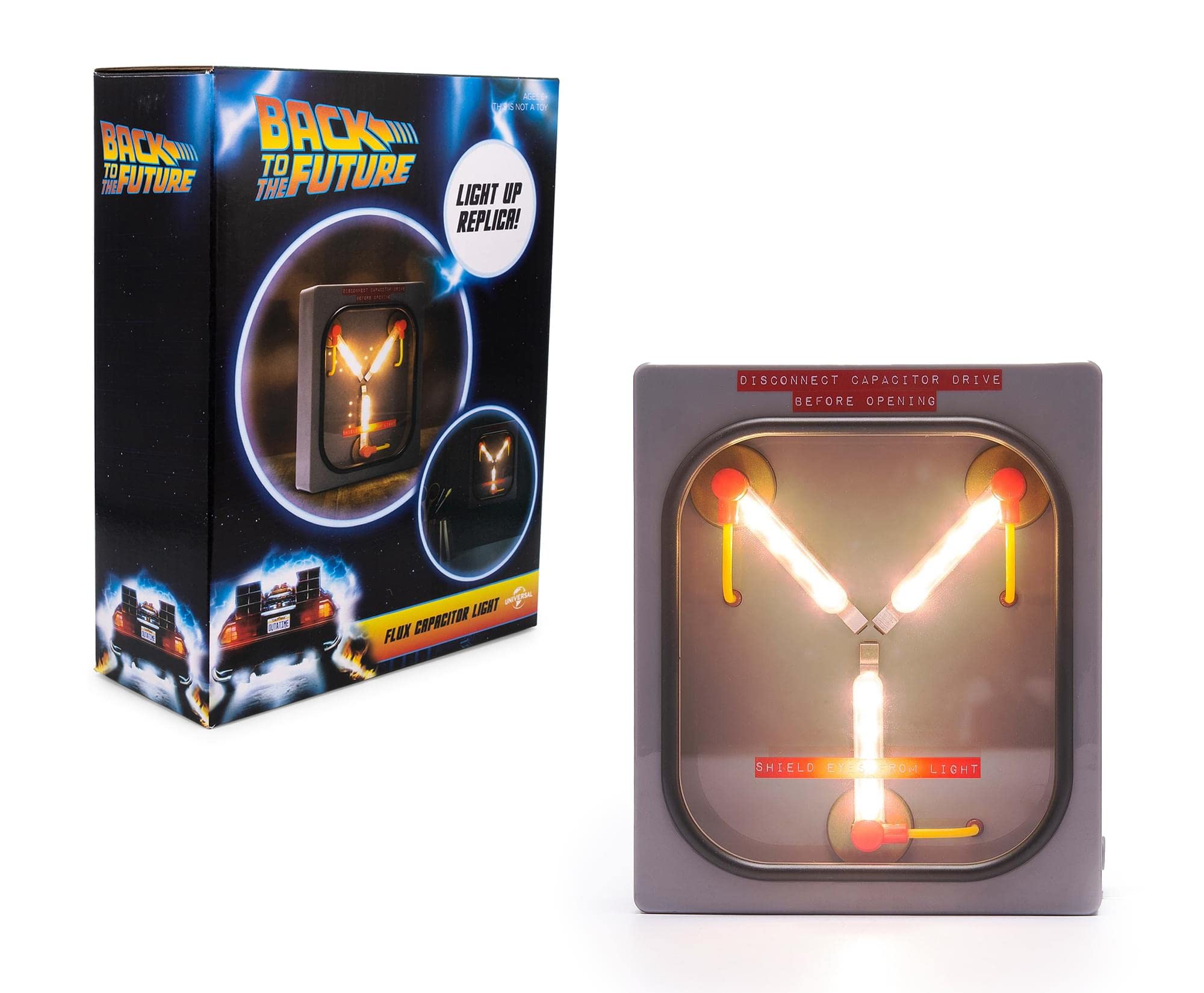 Back to the Future Flux Capacitor Replica 6-Inch USB Mood Light | Nightstand Table Lamp with LED Light for Bedroom, Desk, Living Room | Home Decor Room Essentials | '80s Toys, Gifts And Collectibles