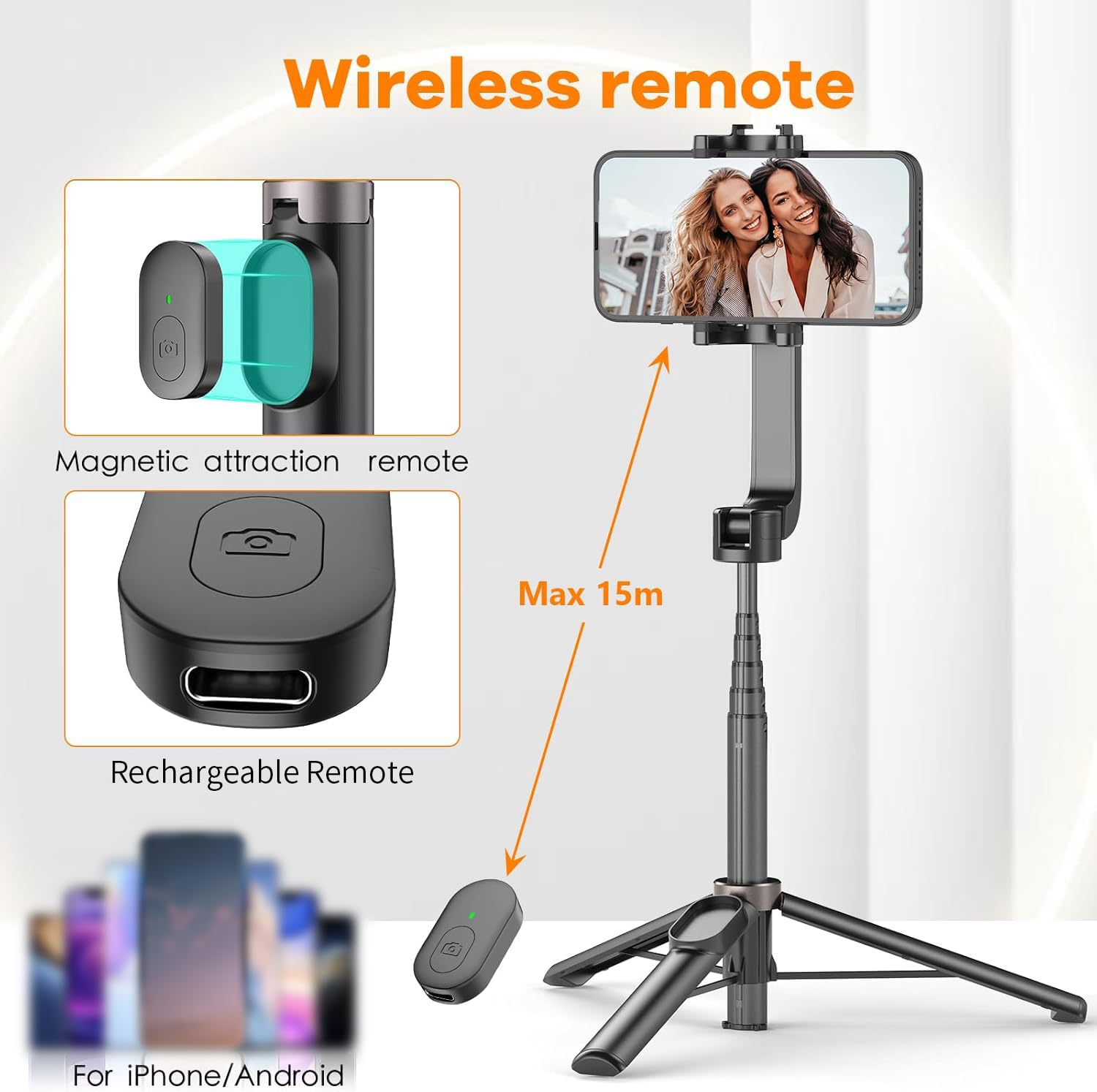 XXZU Cell Phone Selfie Stick Tripod, Smartphone Tripod Stand with Remote, Portable Phone Tripod Stand for Group Selfie/Live Streaming/Video Recording Compatible with All Cellphone