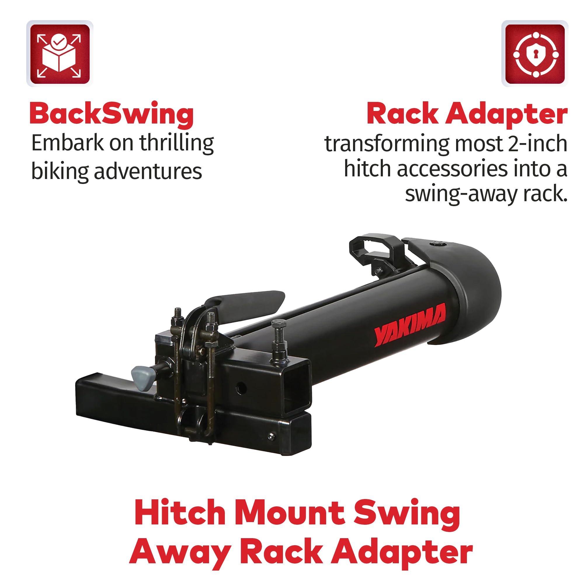 Yakima BackSwing Hitch Mounted Swing Away Locking Bicycle Bike Rack Adapter Converter for 2 Inch Receivers with Latch and Same Key System Lock, Black