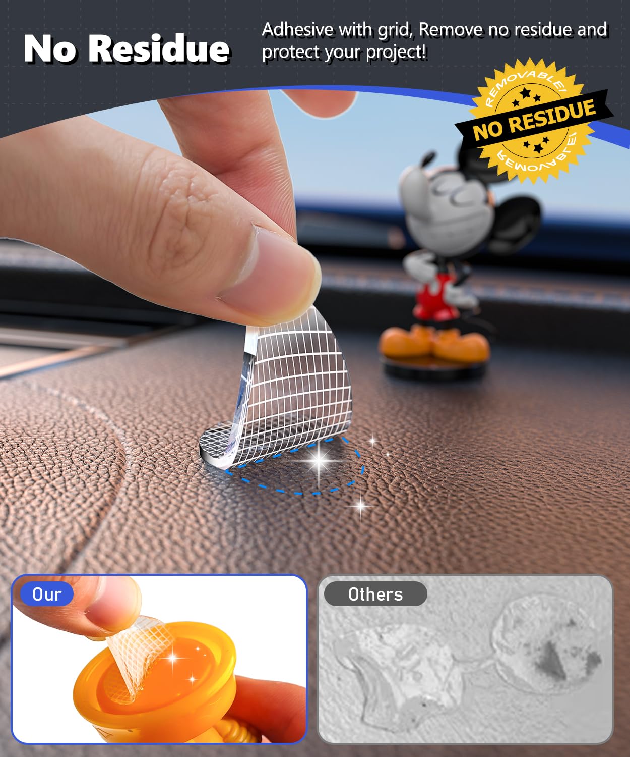 PHIXBEAR Removable Poster Mounting Putty with Grid No Residue, Strong Double Sided Tape Glue Adhesive Dots Clear Museum Sticky Tack, Fixed Car Decor Art Craft Picture, 1" Diameter Round (120Pcs)