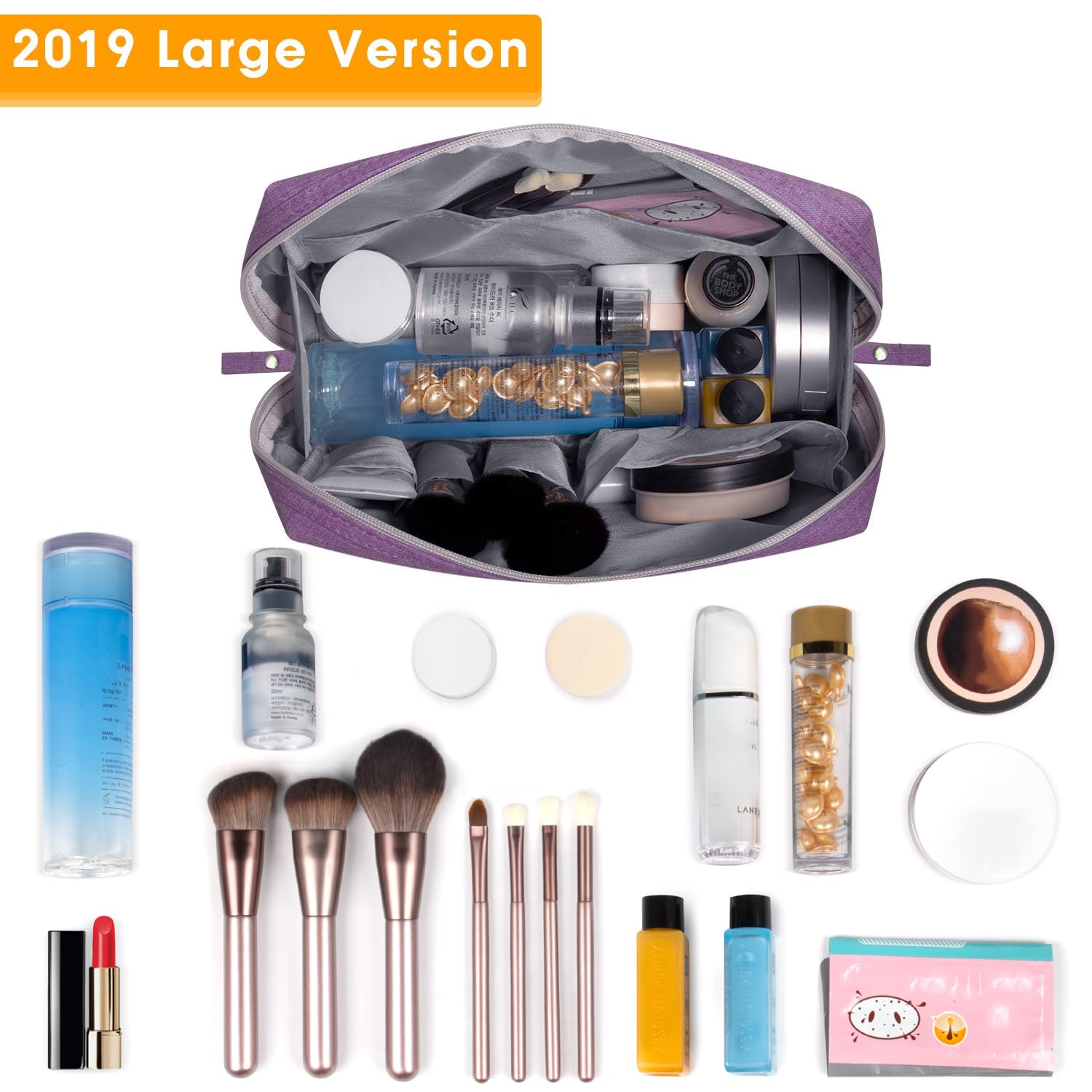 Narwey Large Makeup Bag Travel Cosmetic Bag Organizer Toiletry Bag Make Up Bags Zipper Pouch for Women (Large, Purple)