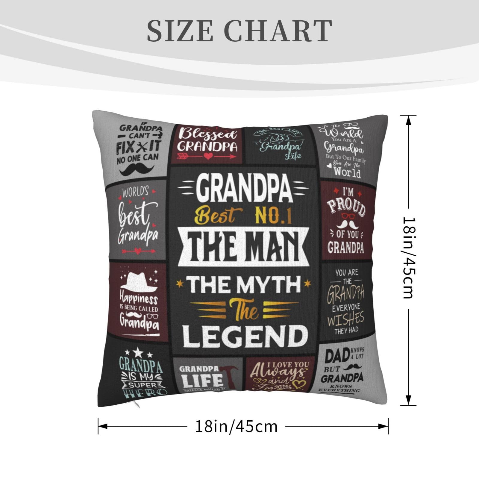 Gifts for Grandpa - Christmas Grandpa Gifts - Xmas Grandpa Birthday Gift - Unique Grandpa Gifts from Granddaughter, Grandson, Grandchildren - Birthday Gifts for Grandpa Throw Pillow Cover 18x18 Inch