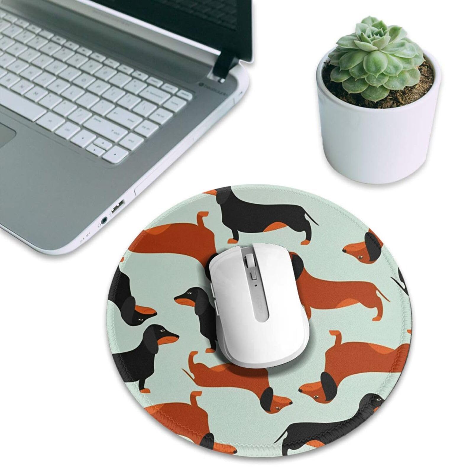 Mouse Pad Dachshund Cute Dog Mouse Pad with Non-Slip Rubber Base Round Gaming Pads Mousepad Mouse Mat for Computer Office Desk Accessories