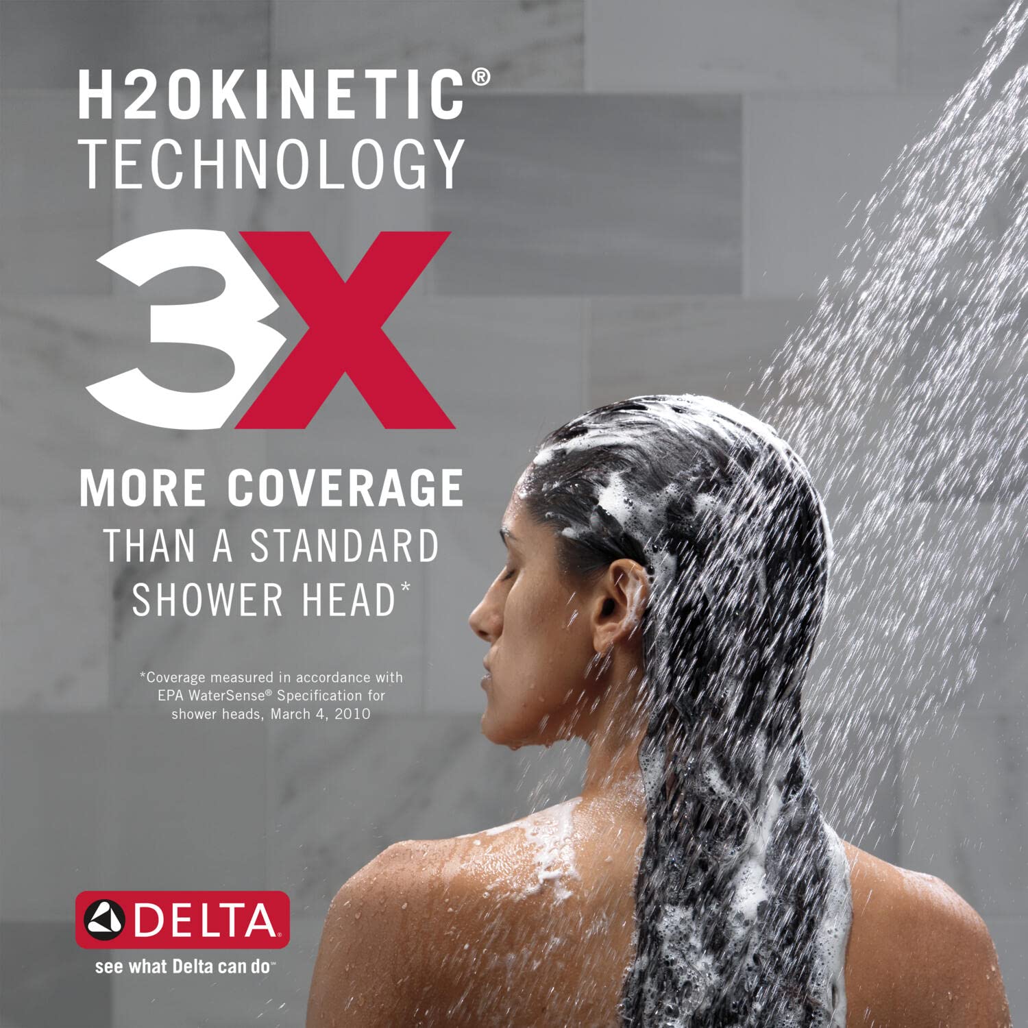 Delta Faucet 3-Spray H2Okinetic Shower Head, Matte Black 52684-BL