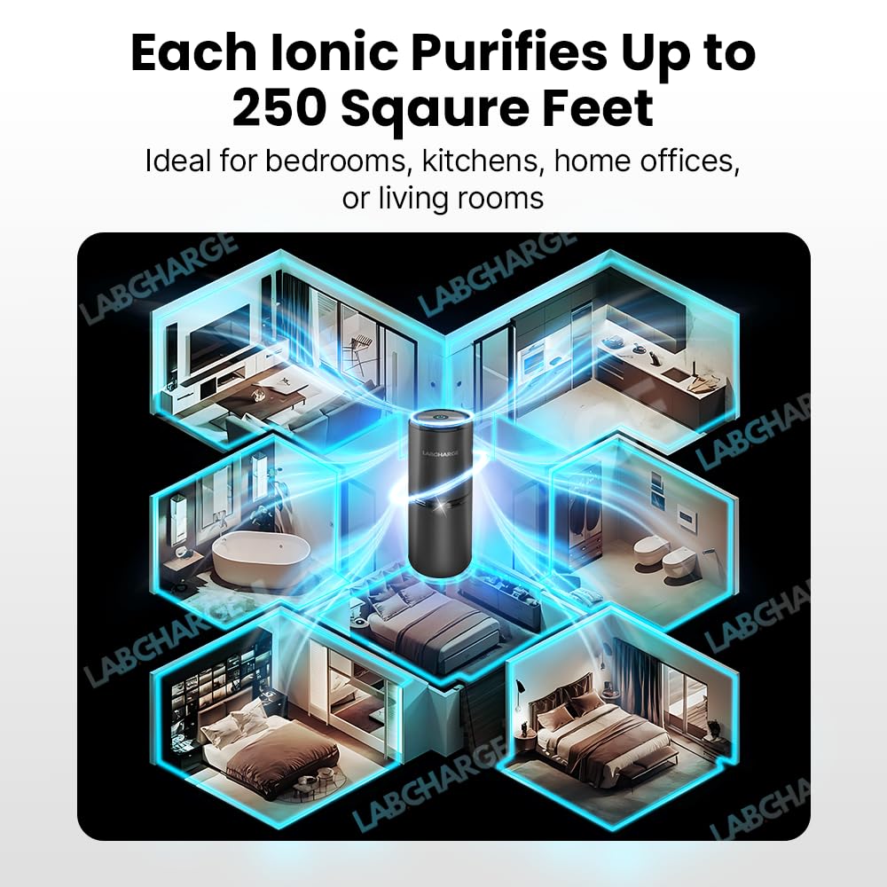 LabCharge Compact Air Purifier - Covers 250 Sq Ft - Ideal for Bedroom or Dorm Room - Silent HEPA Filter Captures Dust and Pollutants - Portable, Mini Air Purifier for Small Spaces