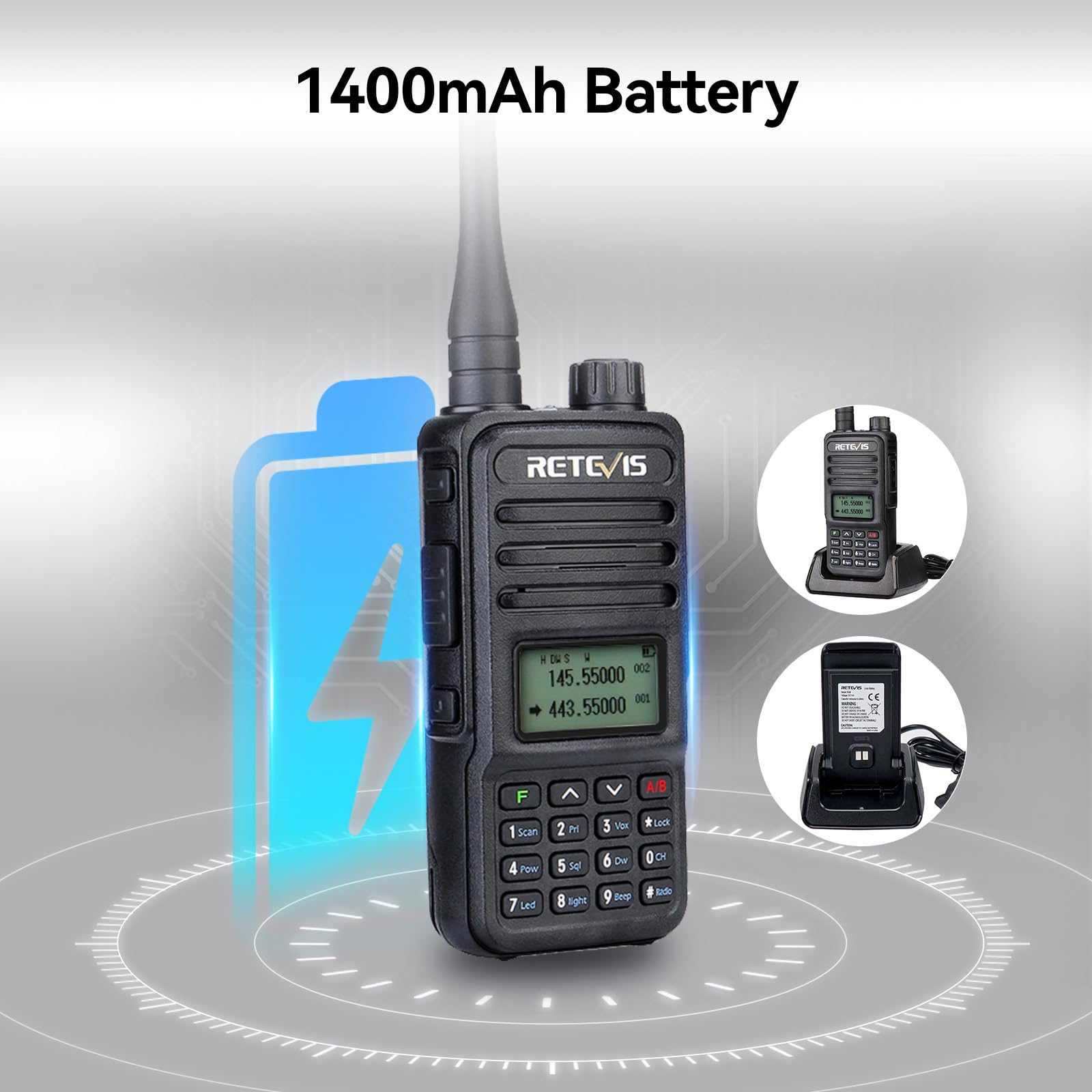 Retevis RT85 Ham Radios Long Range,Rechargeable Walkie Talkies,High Power,Built in VFO,DTMF,VOX,Emergency Alarm,Flashlight,Dual Band Radio for Family Survival Gear Camping Hunting (2 Pack)