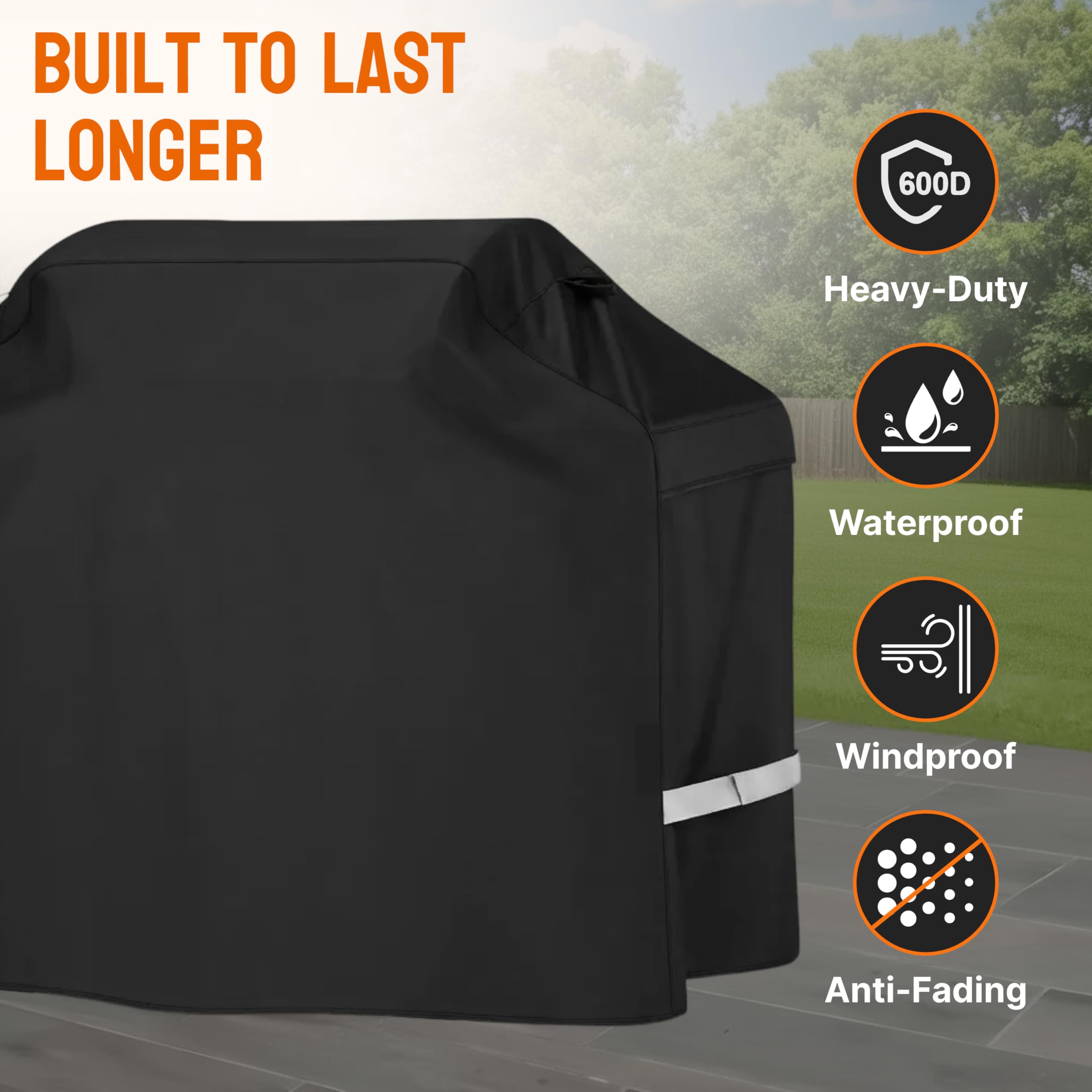 Grill Cover - 58 Inch Heavy Duty BBQ Grill Cover for Outdoor Grill, Waterproof, UV, Fade & Tear Resistant, Gas Grill Cover for Weber Charbroil Genesis Nexgrill and More