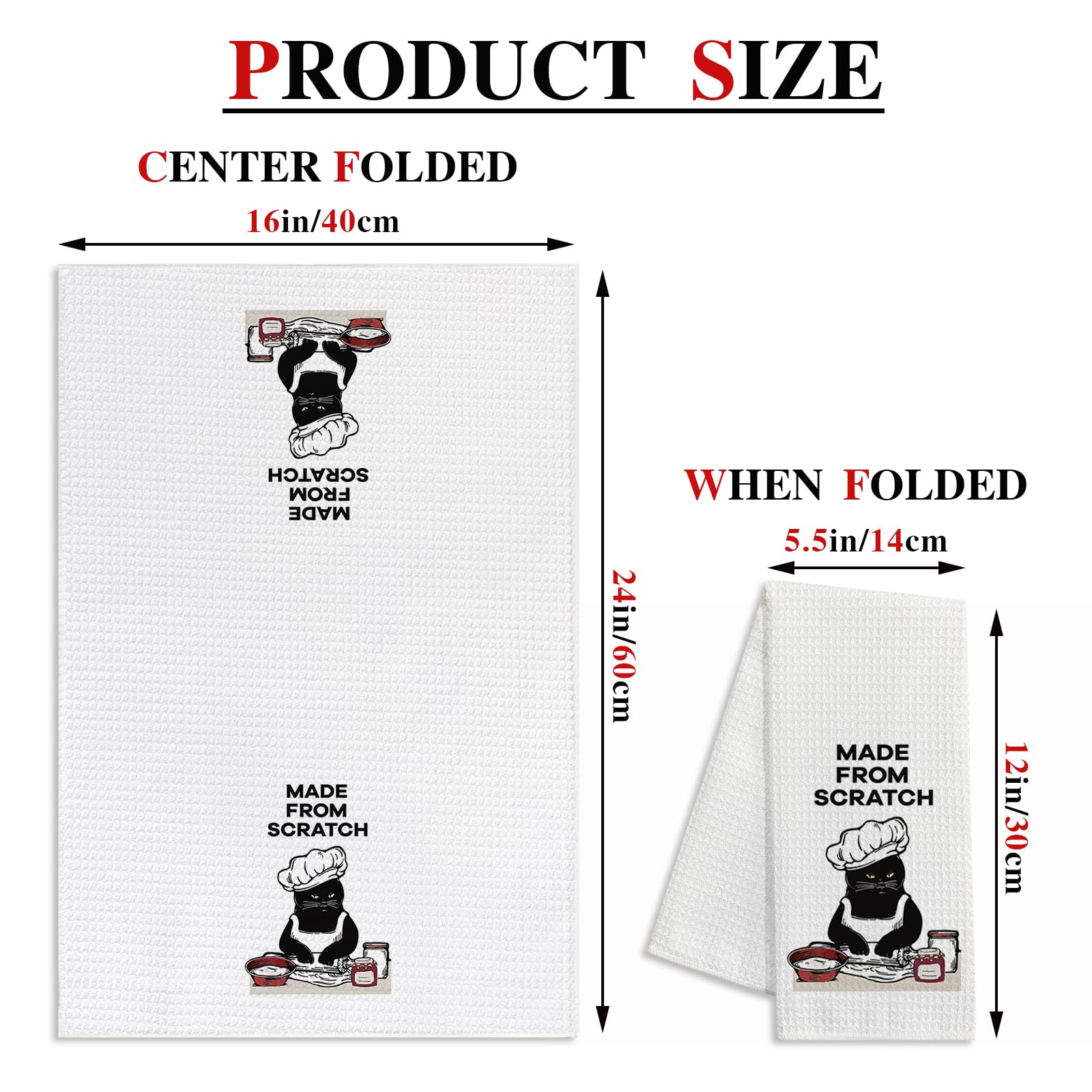 zcyhtqp Made from Scratch,Funny Kitchen Towels,Funny Dish Towels with Sayings,Dish Towels for Kitchen Decor,New Home Housewarming Gifts,Cat Kitchen Towel,Cat Mom,Cat Lover Gift