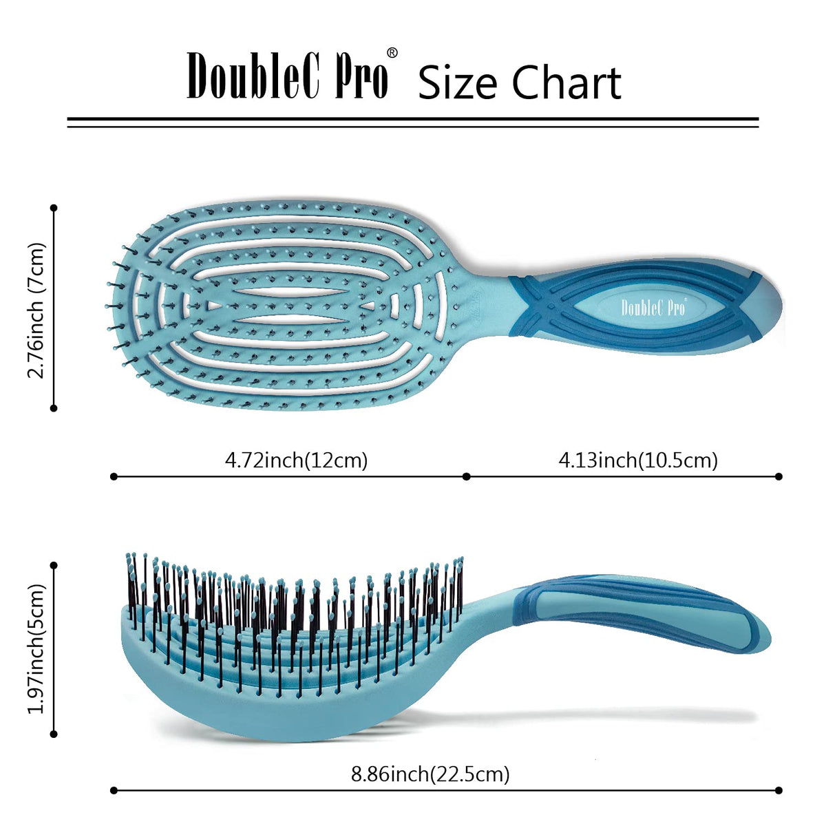 NuWay 4HAIR® DoubleC PRO® U.S. Patented Double Curved Detangling Brush is Hair Dryer Safe (Sea Foam)