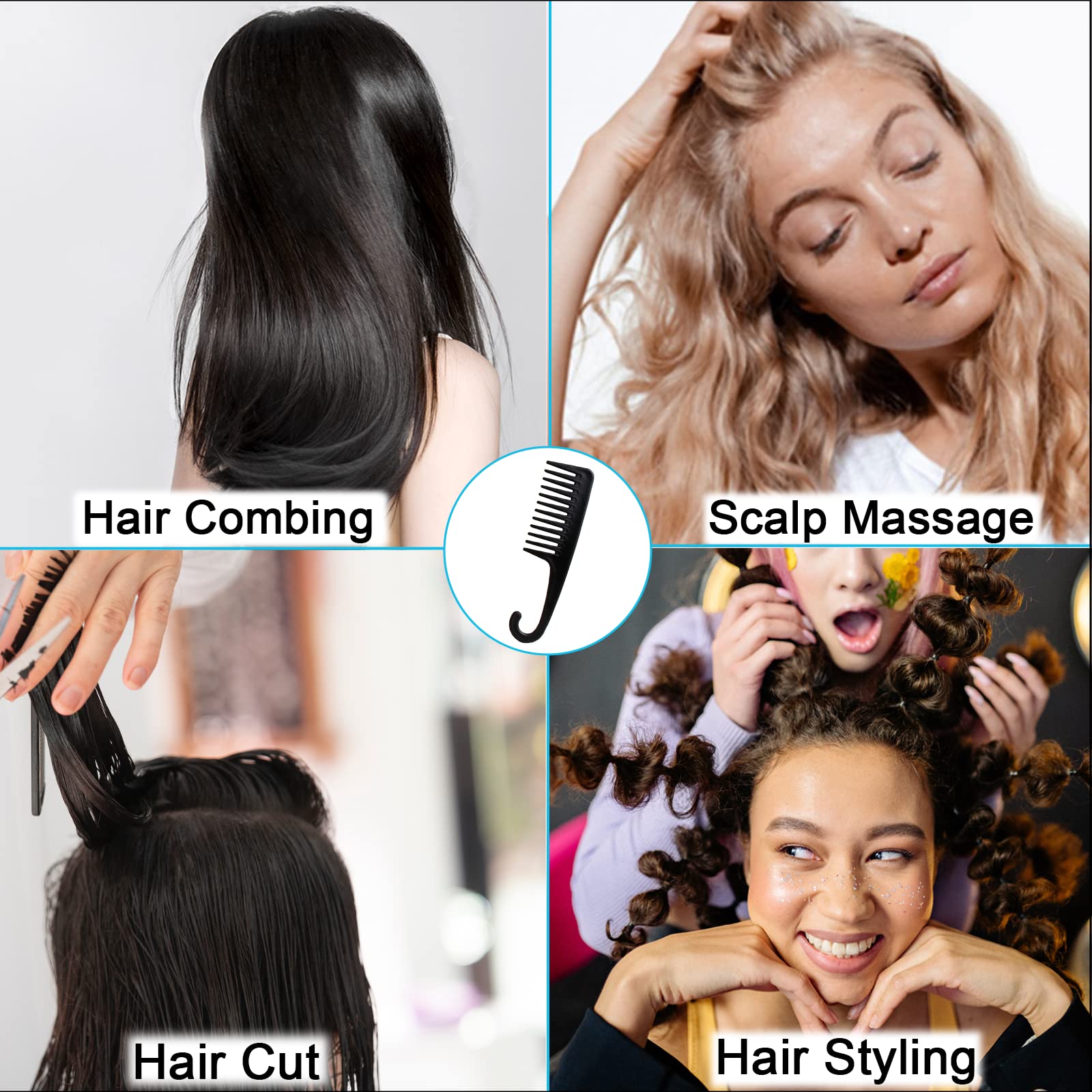 Professional Wide Tooth Combs (4PCS), Large Hair Combs for Women & Men, Reduce Dandruff, Detangle Knotting, Hair Brush for Curly Hair, Wet Hair, Long Hair, Barber Hair Styling Tools & Appliances