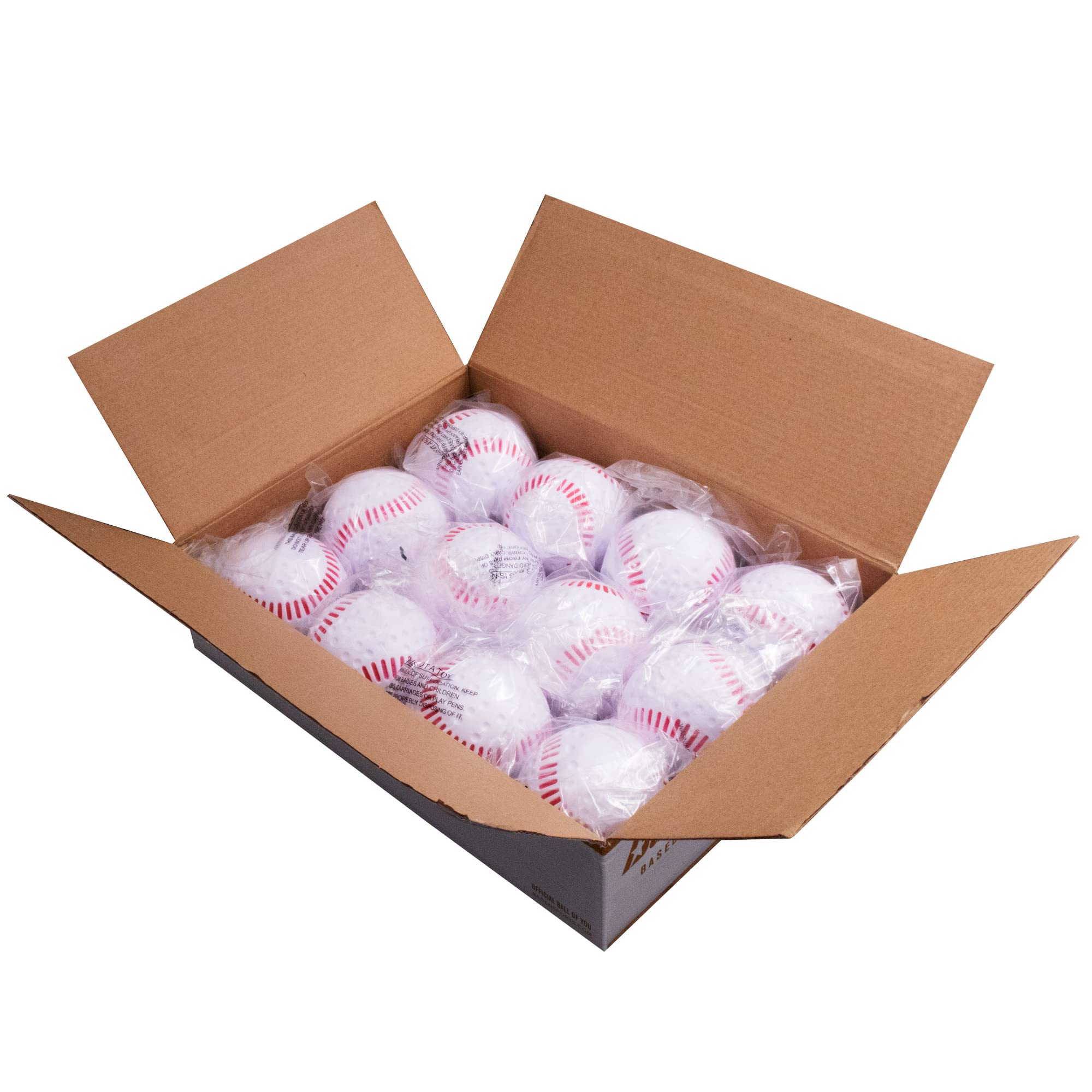 Baden White Dimpled Baseballs with Red Seams | High-Durability for Pitching Machines, Consistent Training, 12-Pack