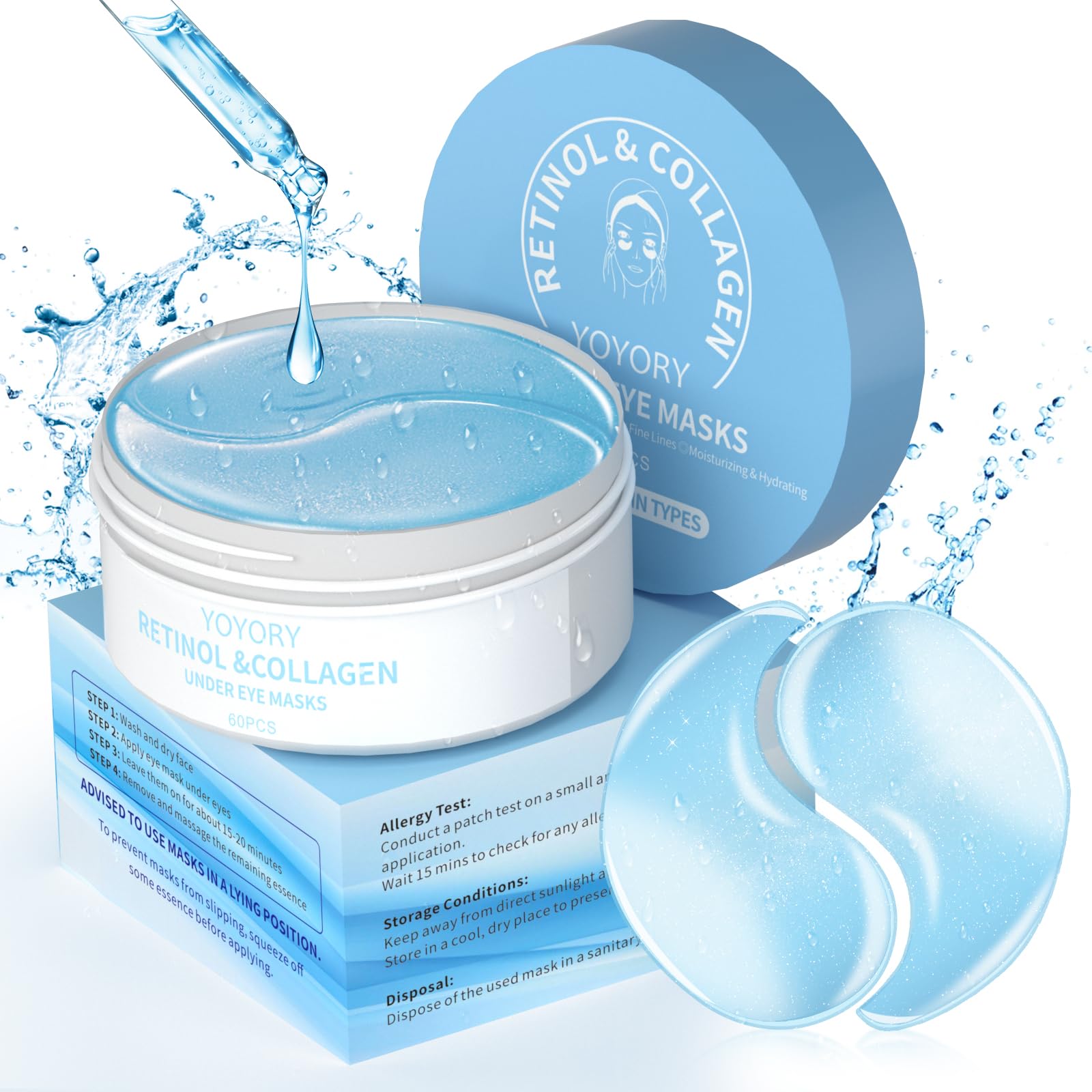 YOYORY Under Eye Patches Masks - Reduce Puffy Eyes, Dark Circles,Undereye Bags, Wrinkles,Infused Peptide Collagen and Hyaluronic Acid,Vegan Cruelty-Free Self Care