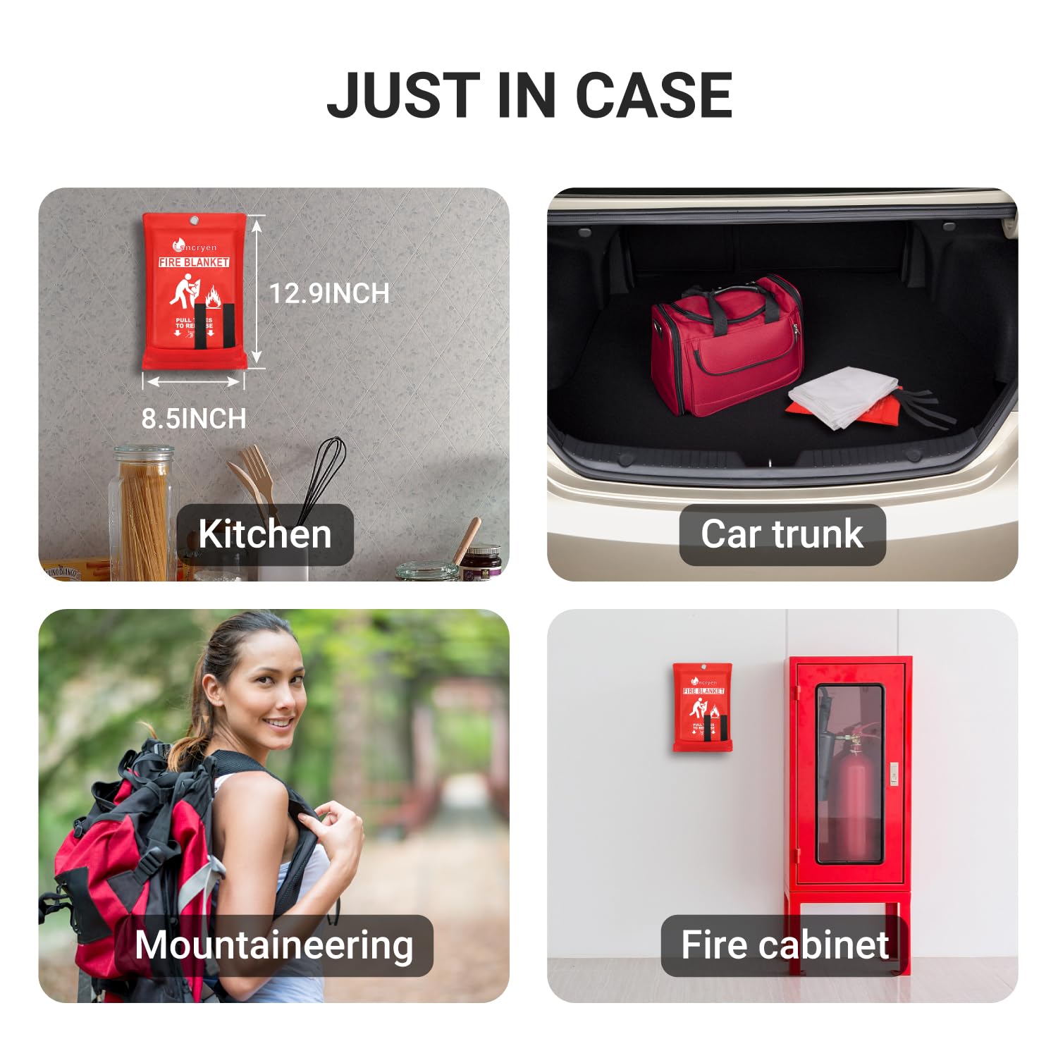 Lancryen Emergency Fire Blanket, Fire Extinguisher Blanket, Fire Suppression Blanket, Flame Retardant Towel Fire Safety Cloth for Home, Kitchen, School, Grill, Car, Office, Warehouse(40” x 40”)