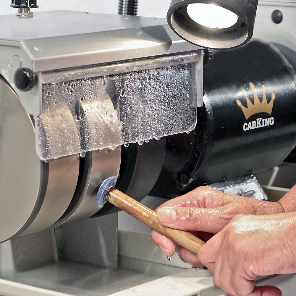 CabKing Cabbing Machine Lapidary Equipment - Gem Stone Grinder Jewelry Rock Polisher - Includes Diamond Wheels, LED Lamp, Water System, & Accessories - 6" Grinder Polishing Machine - Model CABKING-6V3