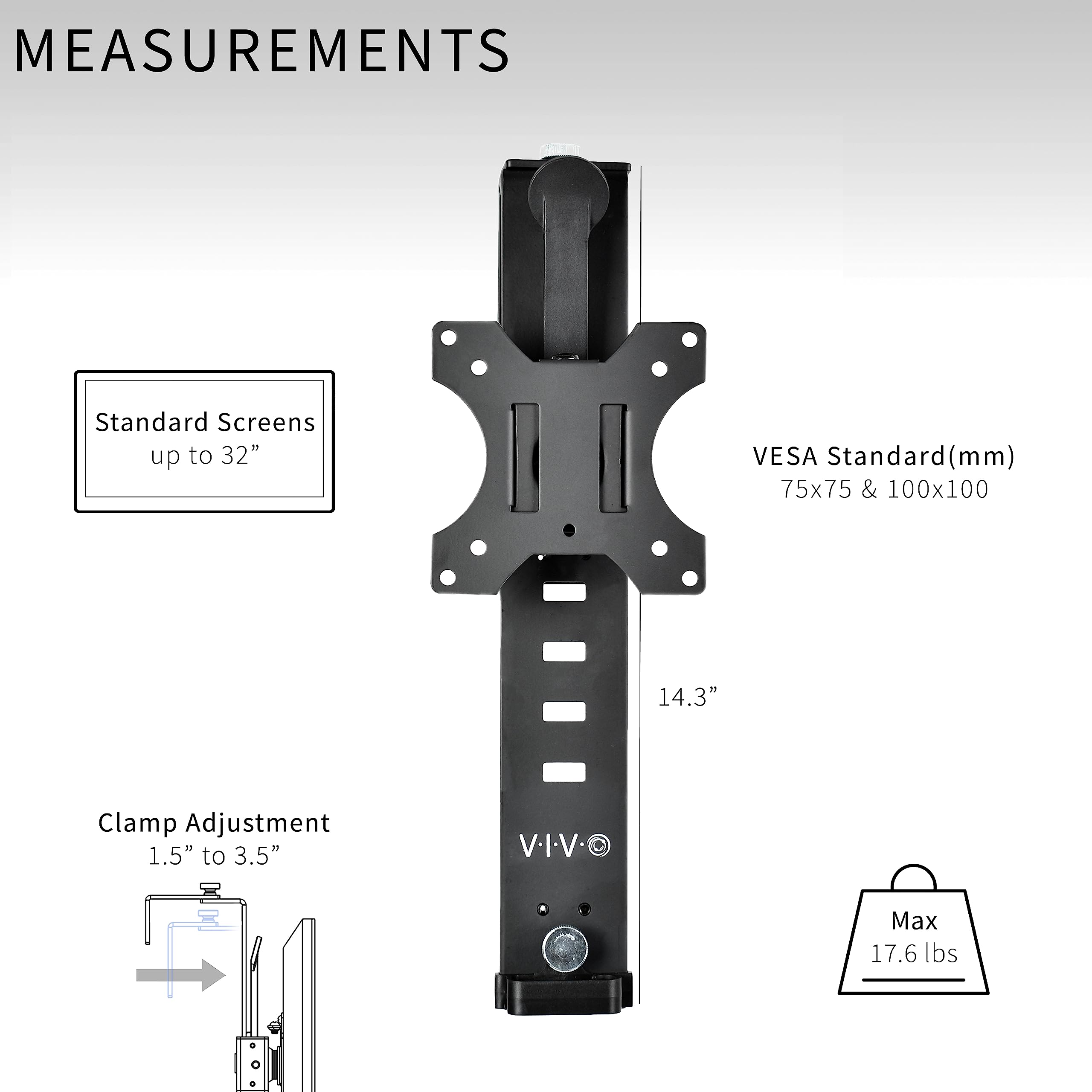 VIVO Black Office Cubicle Bracket VESA Monitor Mount Stand Hanger Attachment Adjustable Clamp for 17 to 32 inch Screen (Mount-CUB1)