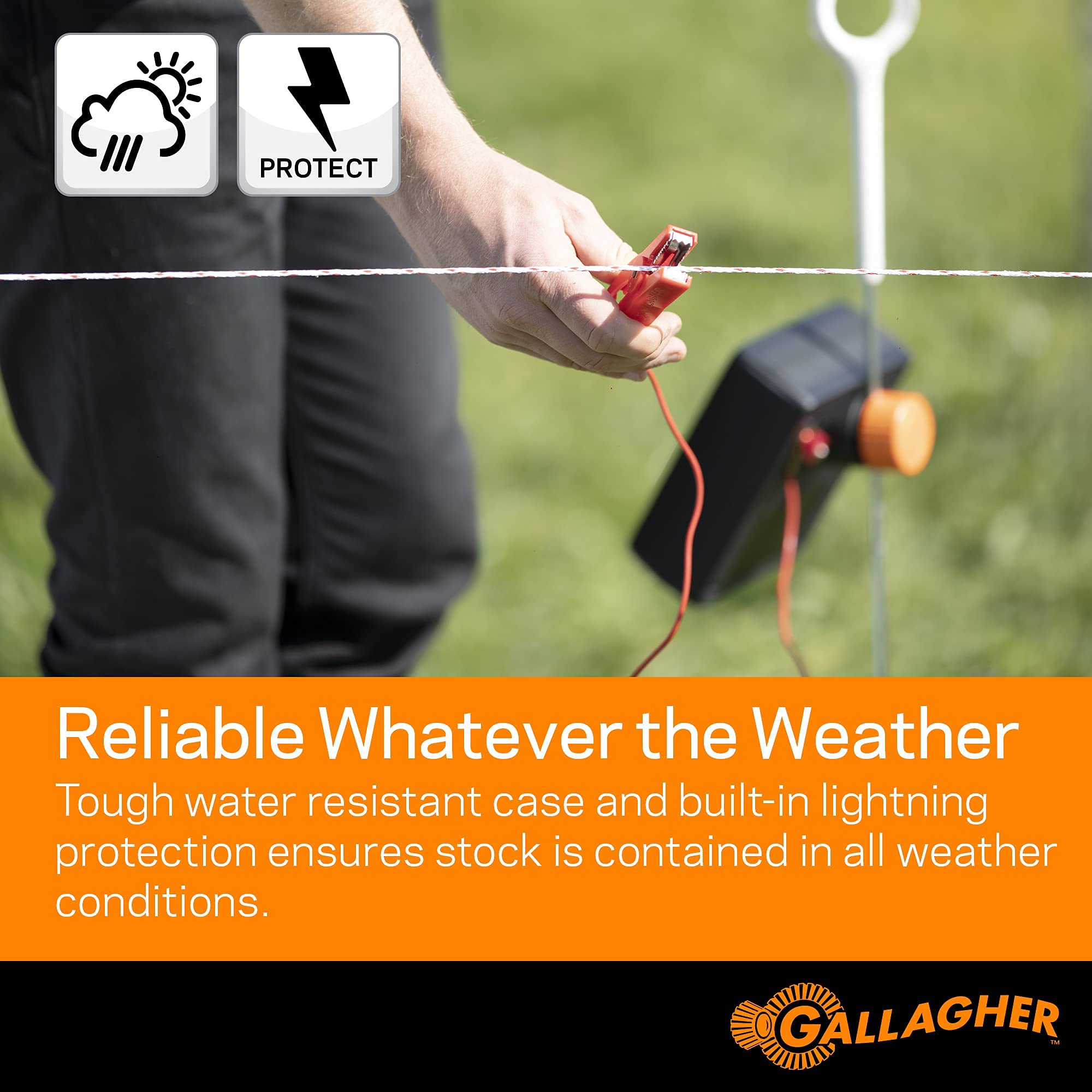 Gallagher S12 Solar Electric Fence Charger | Powers Up to 4 Miles / 18 Acres of Fence | Solar Lithium Technology, 0.12 Stored Joule Energizer | Built-in Earthing | Portable and Super Tough