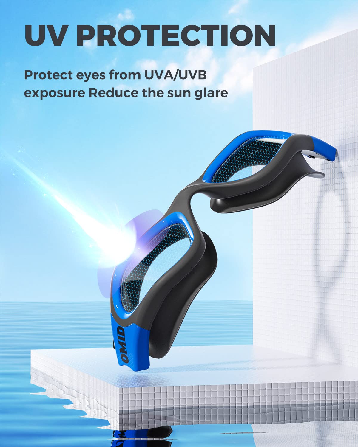 OMID Swim Goggles, P2 Lite Comfortable Swimming Goggles, Anti-Fog Leak Proof UV Protection Crystal Clear Vision Swim Goggles for Men Women Adult Youth (Clear)