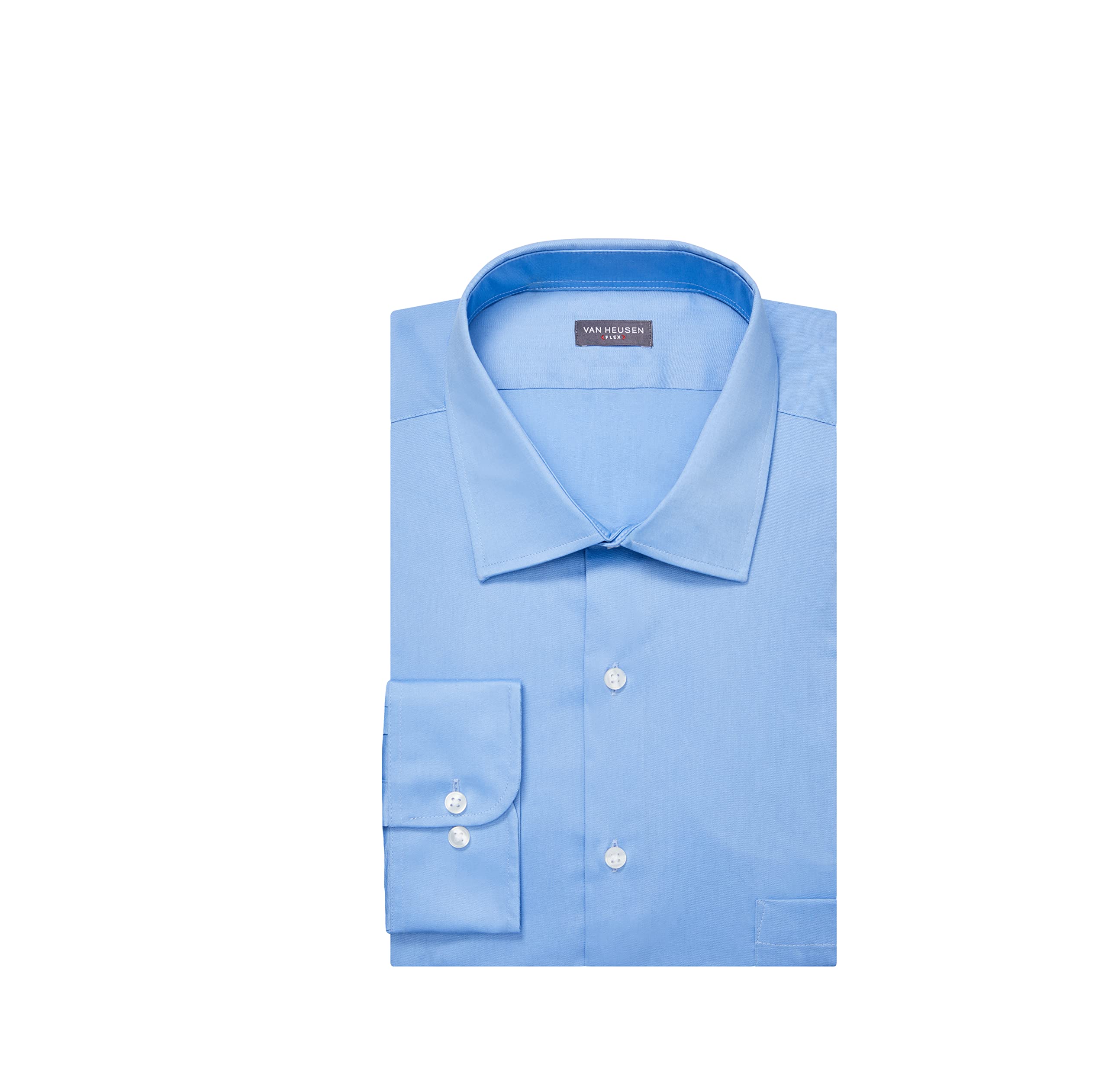 Van Heusen Men's Size FIT Dress Shirt Flex Collar Stretch Solid (Big and Tall), Blue Frost, 20" Neck 37"-38" Sleeve (4X-Large)