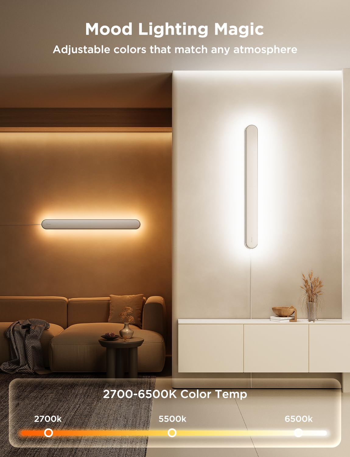 Govee Wall Sconce, Smart RGBIC Wall Lights, Works with Matter & Alexa, Music Sync, Wall Mount Light Plug in, Color Changing, Modern Room Light for Living Room Bedroom Gaming Room Hallway, 1 Pack