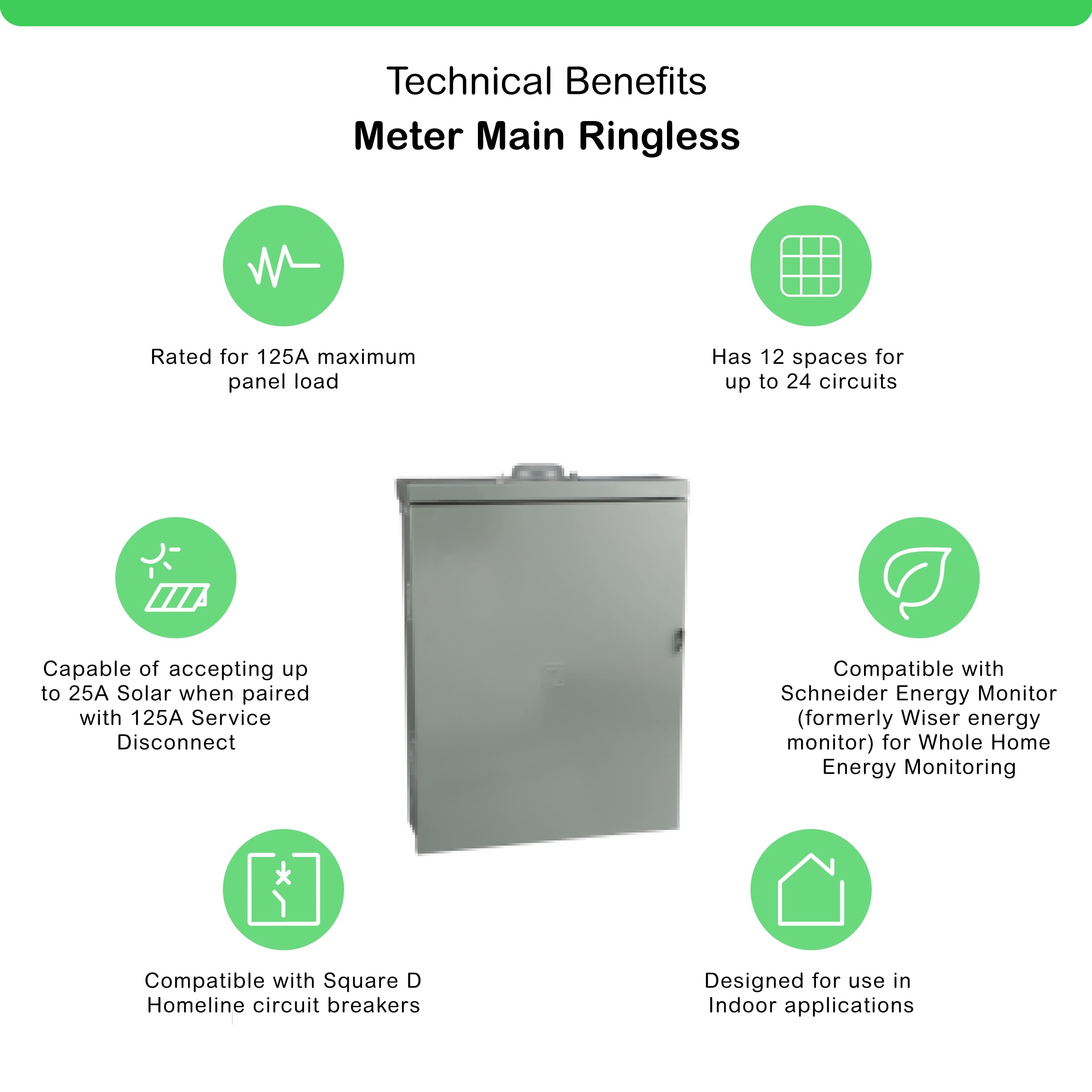 Square D - HOM1224M125PRBVP Homeline 125 Amp 12-Space 24-Circuit Outdoor Main Breaker Load Center - Value Pack (Plug-on Neutral Ready), ,