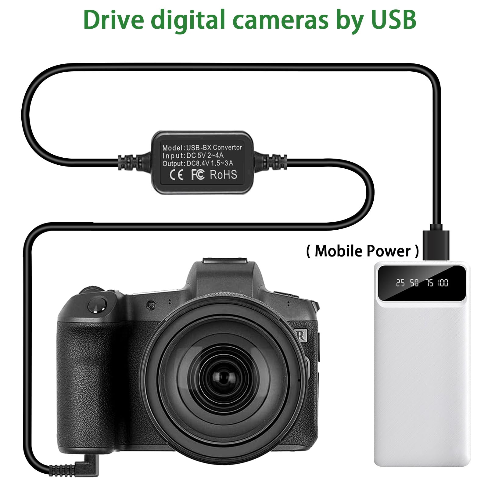 LP-E10 Dummy Battery USB Power Cord ACK-E10 Power Supply DR-E10 DC Coupler Kit for Canon EOS Rebel T7 T6 T5 T3 1100D 1200D 1300D 1500D 2000D, Kiss X50 X70 X80 X90 Cameras.