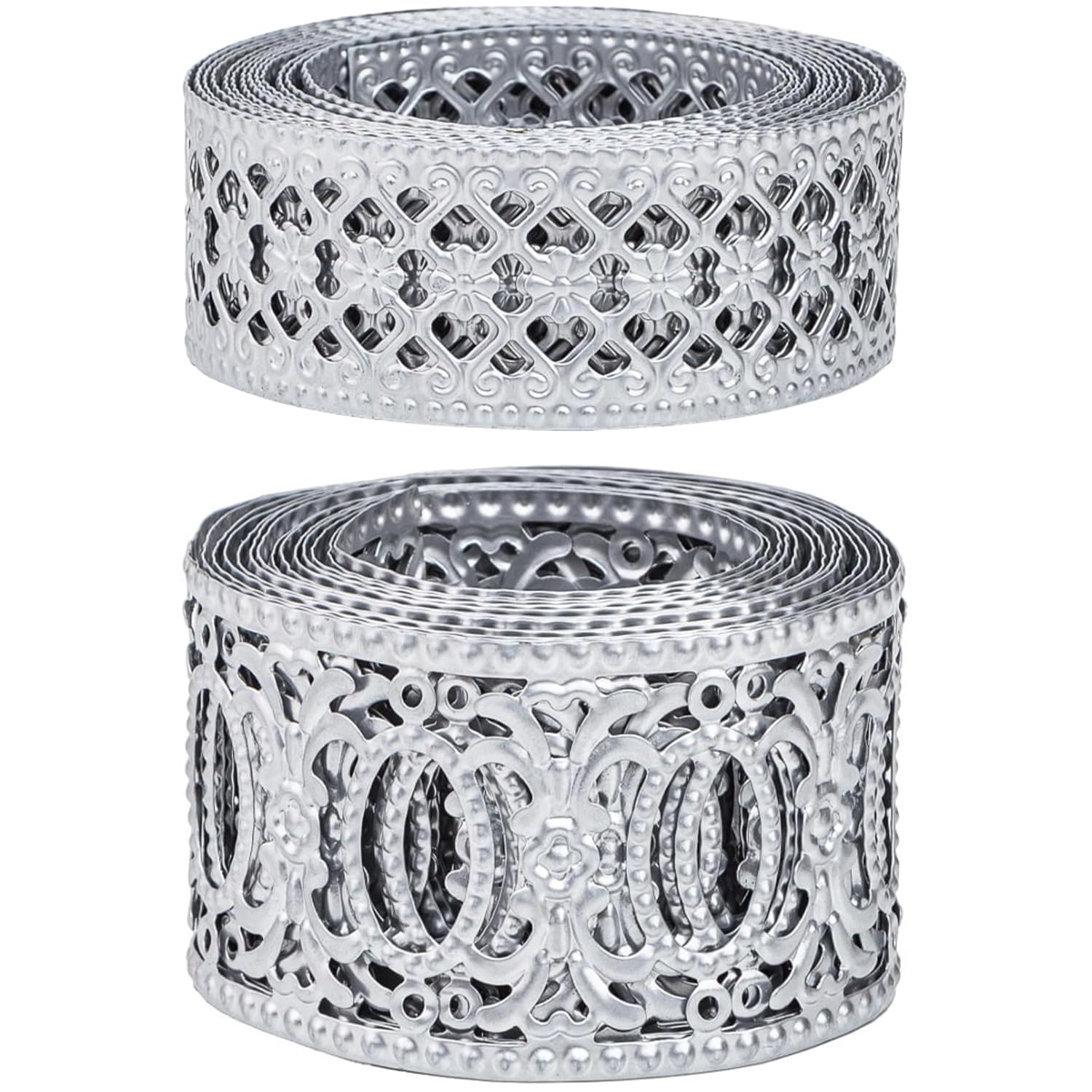 CraftyCrocodile Metal Ribbons for Decor Crafting - 2" x 3 Yards and 1 1/4" x 3 Yards Long, Bundle