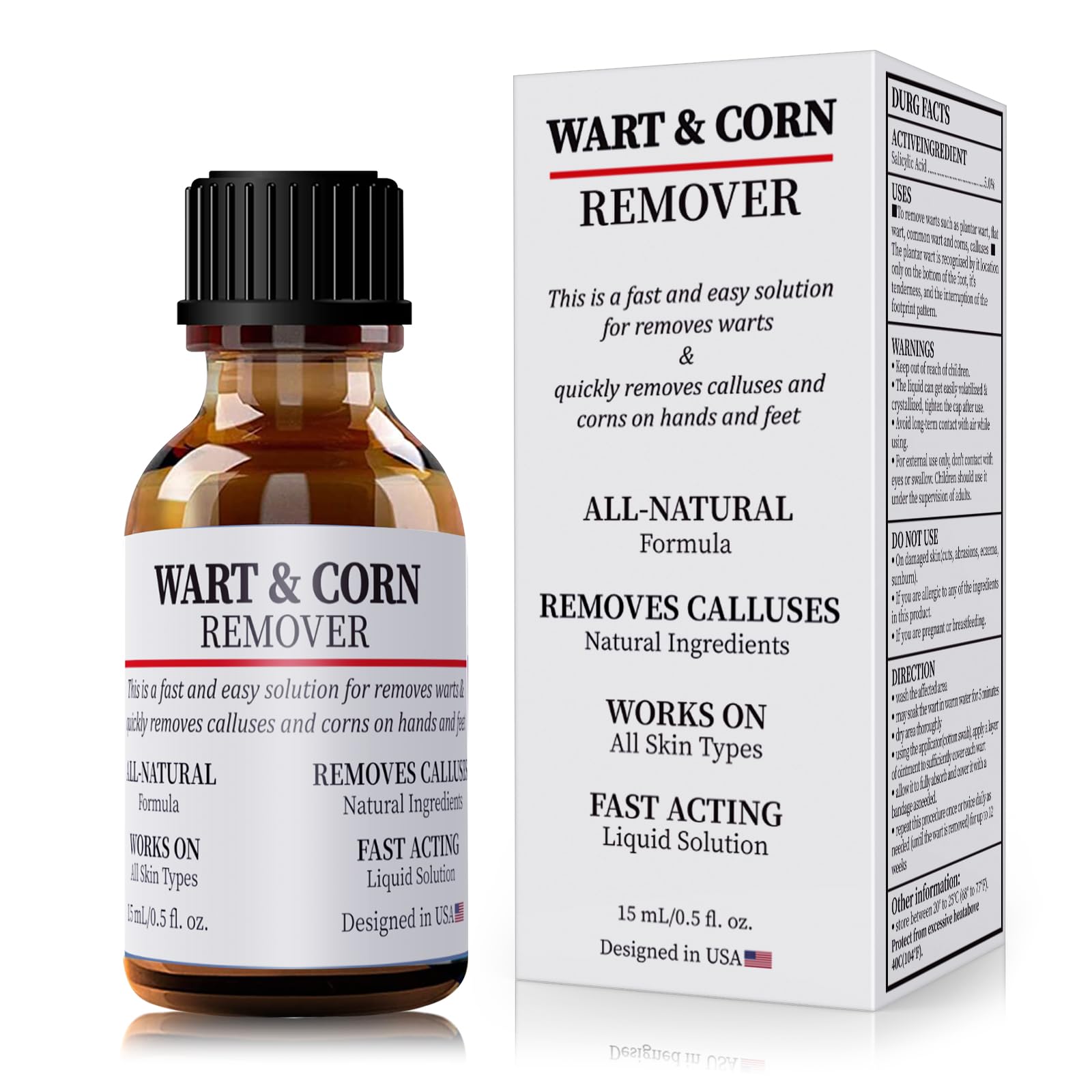 WABRINY Wart & Corn Remover Liquid, Smoothes Skin Gentle Fast Acting Gel Wart Removal for Plantar Wart Flat Warts and Corns-G3