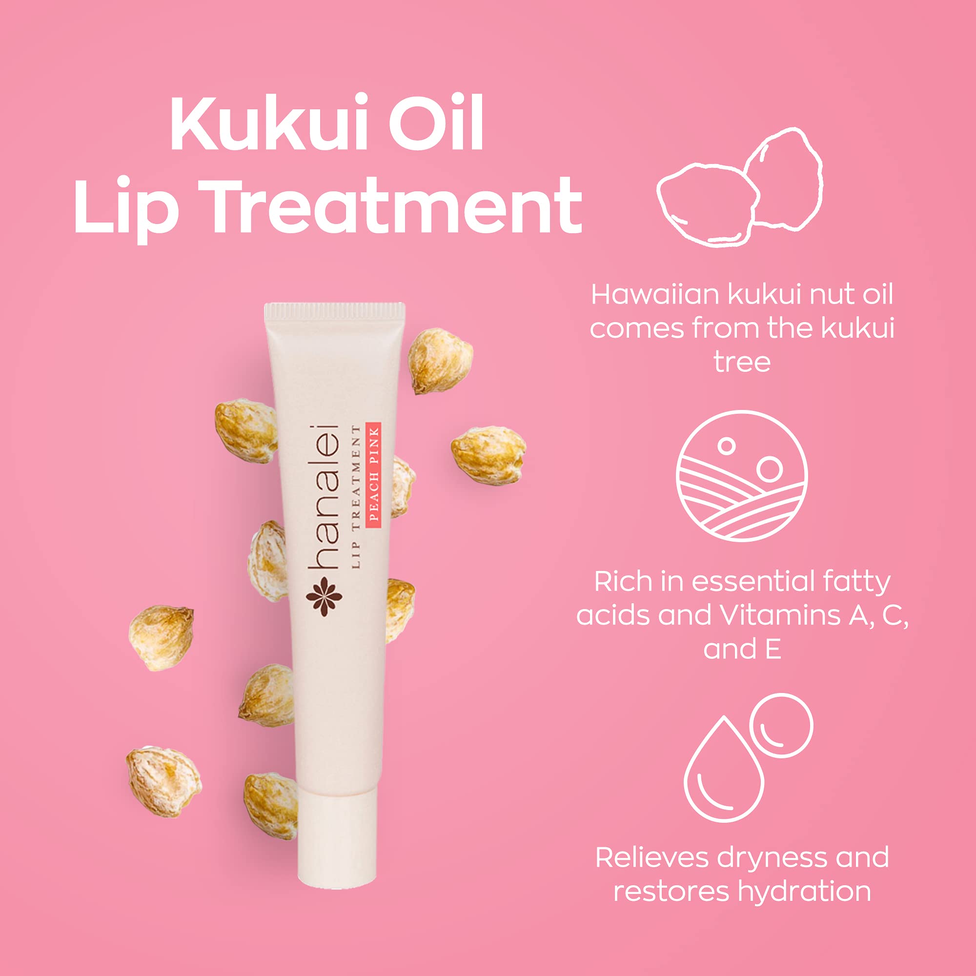 Hanalei Sugar Lip Scrub and Lip Treatment in Peach Pink Bundle | Made with Raw Cane Sugar and Real Hawaiian Kukui Nut Oil (Cruelty free, Paraben free)