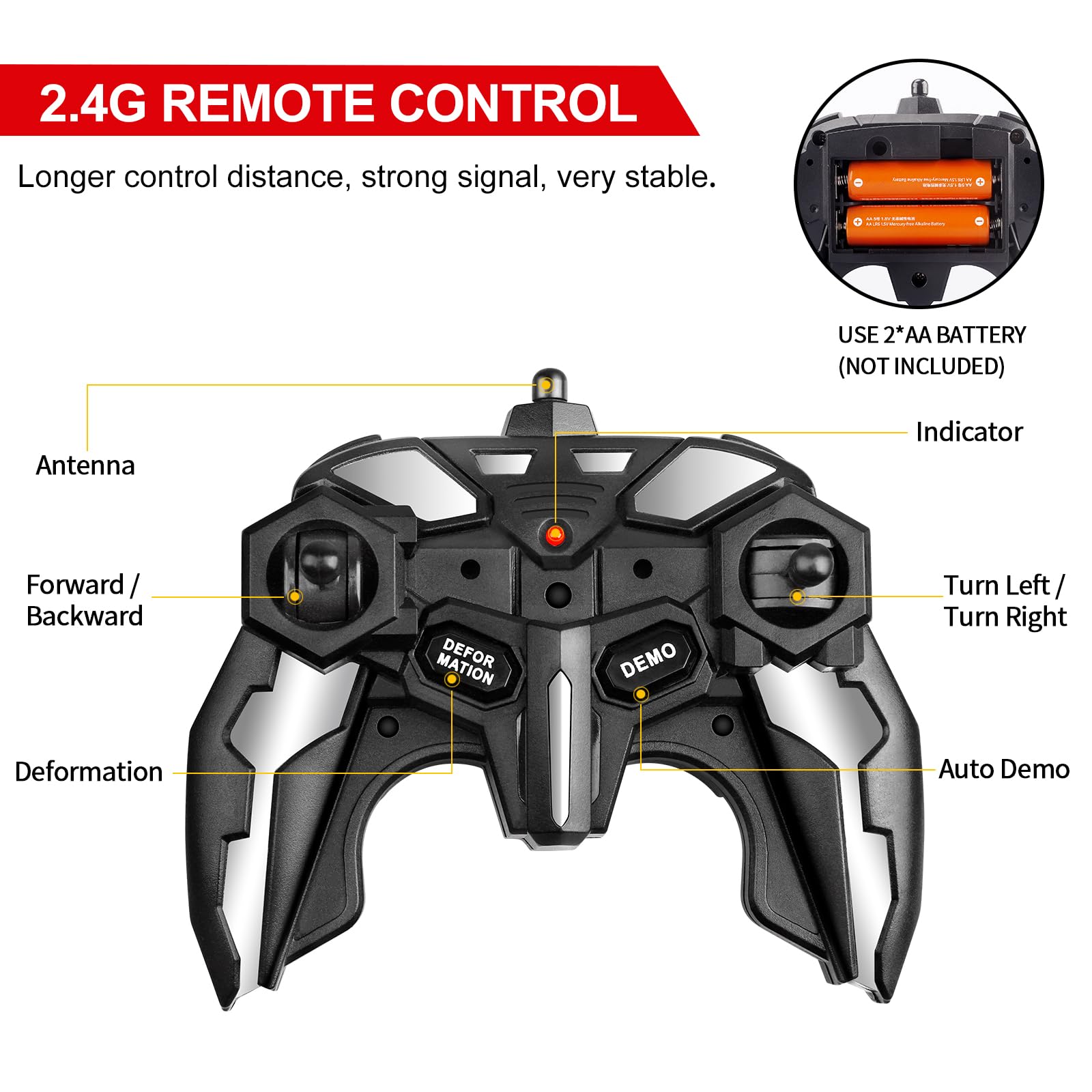 Blackma Remote Control Car - Transform, One-Button Deformation & 360°Rotating Drifting, Transform Robot RC Car with LED Light, Toy Gifts for 4 5 6 7 8 9 10 11 12 Years Old Boy (Blue)