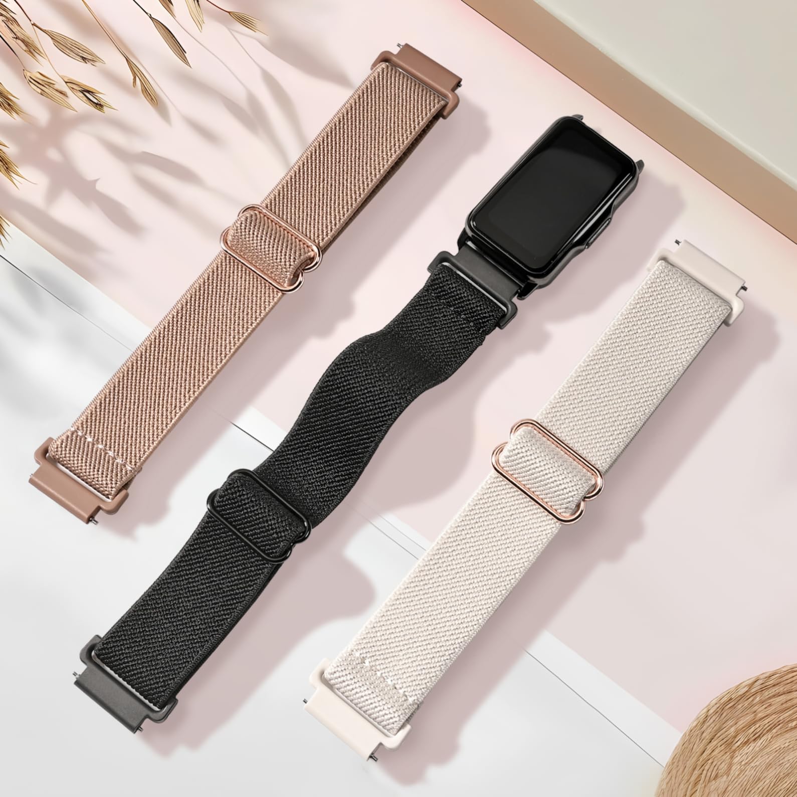 Huadea 3 Pack Compatible with 18mm Fossil Women's Women's Gen 6 42mm Watch Band/5E 42mm & Bestinn/Mindrose H80 1.47'' Fitness Tracker, Soft Sport Nylon Straps Wristbands for Women Men