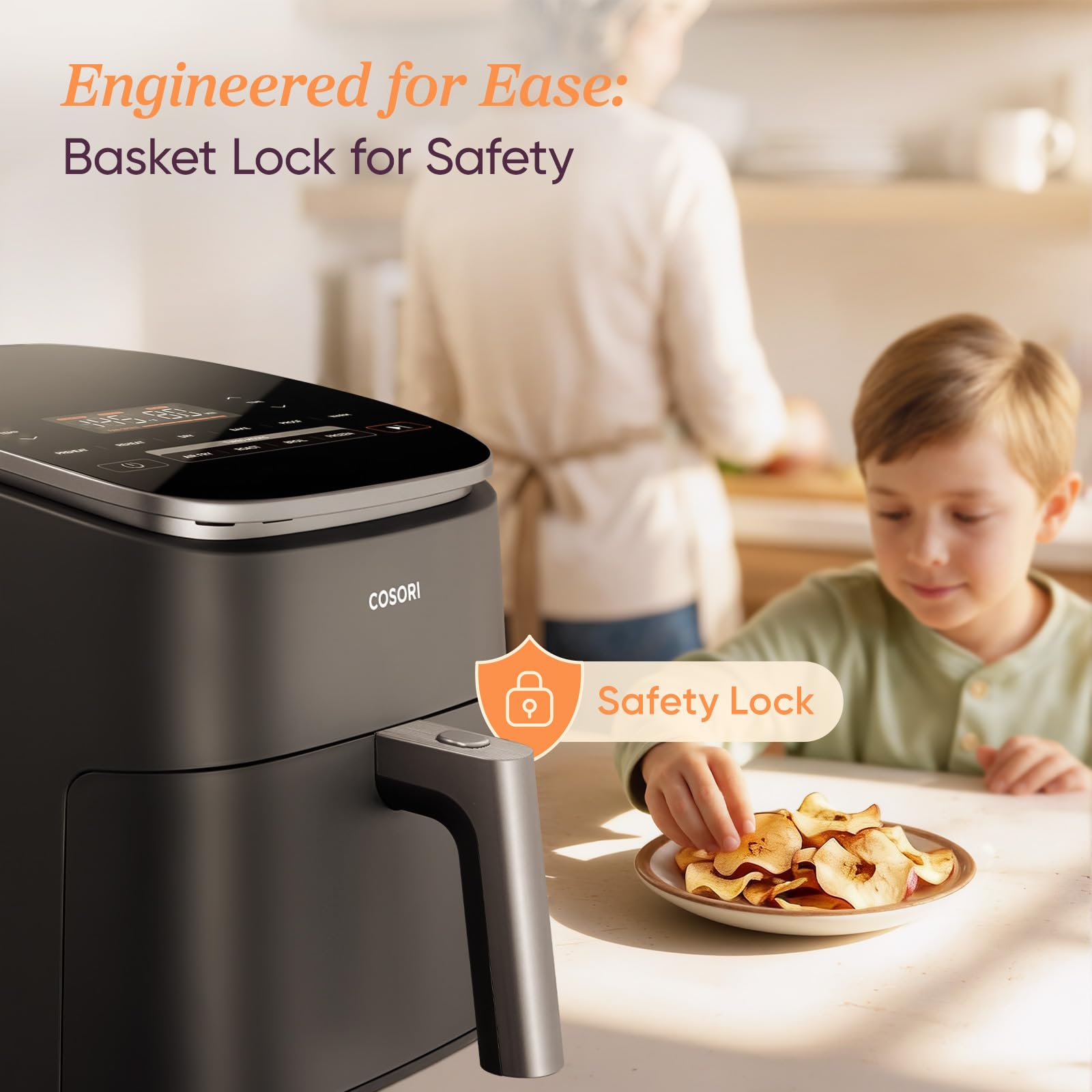 Cosori 9-in-1 TurboBlaze Air Fryer 6 Qt, Premium Ceramic Coating, 90°ā450°F, Precise Heating for Even Results, Air Fry, Roast, Bake, Broil, Dry, Frozen, Proof, Reheat, Keep Warm, 120V, Dark Gray