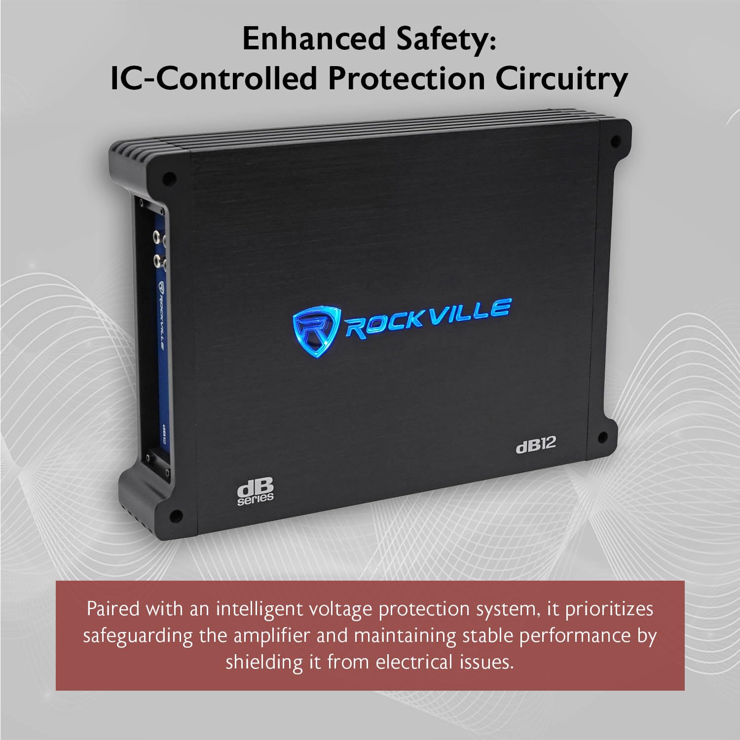 Rockville dB12 2000W Mono 2-Ohm Car Amplifier, High-Speed MOSFET, Adjustable 12dB Crossover, LED, Remote Sub Control, Perfect for Car Audio and Subs