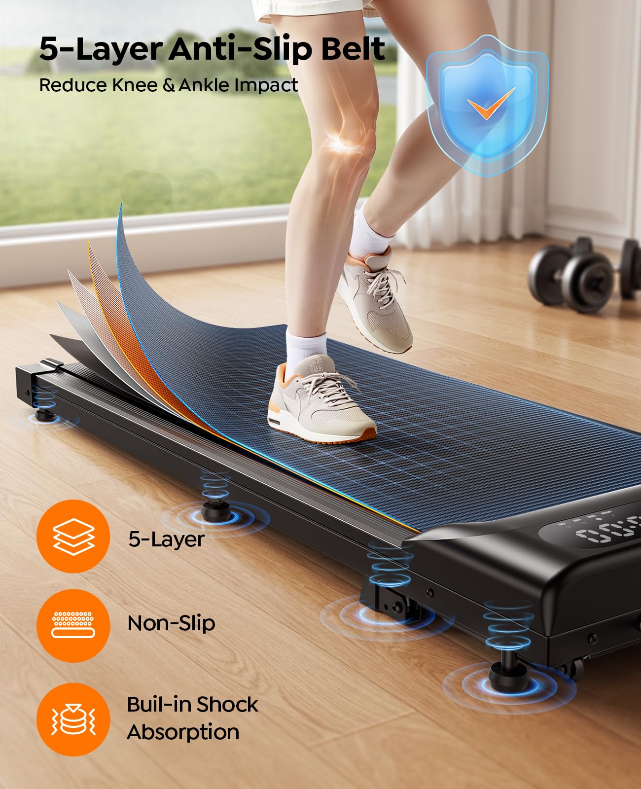 homeTro 3.0HP Walking Pad with 9% Incline, 0.6-5 MPH, Compact & Portable Under Desk Treadmill for Home/Office, Maximum 265lbs Capacity, Remote, APP Control, for Jogging/Running, Assemble Free, Red