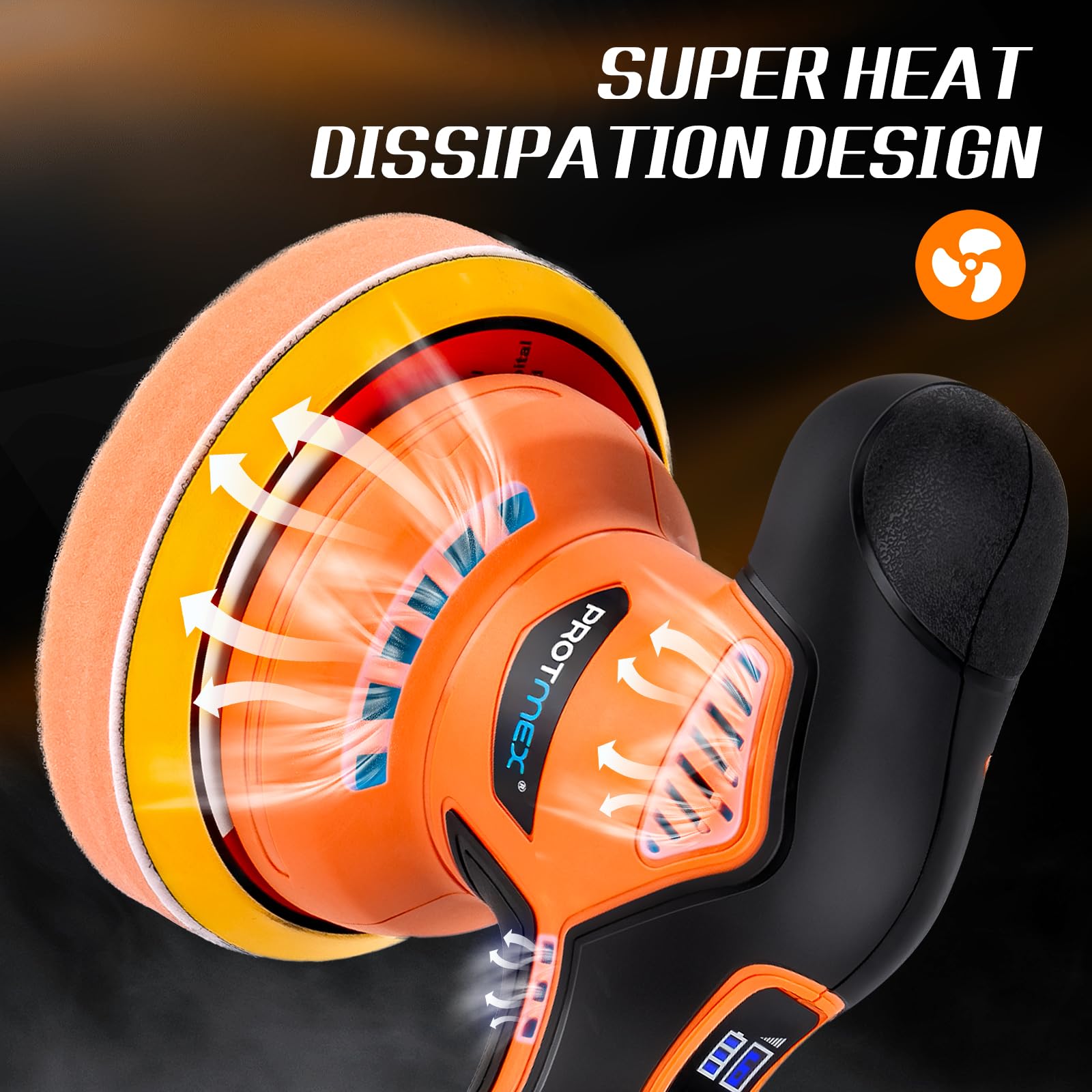 Protmex Cordless Car Buffer Polisher, 6IN Car Buffers And Polishers Kit, 6 Variable Speed Car Polishing Kit, 2*21V 2.0Ah Batteries Cordless Polisher For Car Detailing/Polishing/Waxing/Scratch Removing