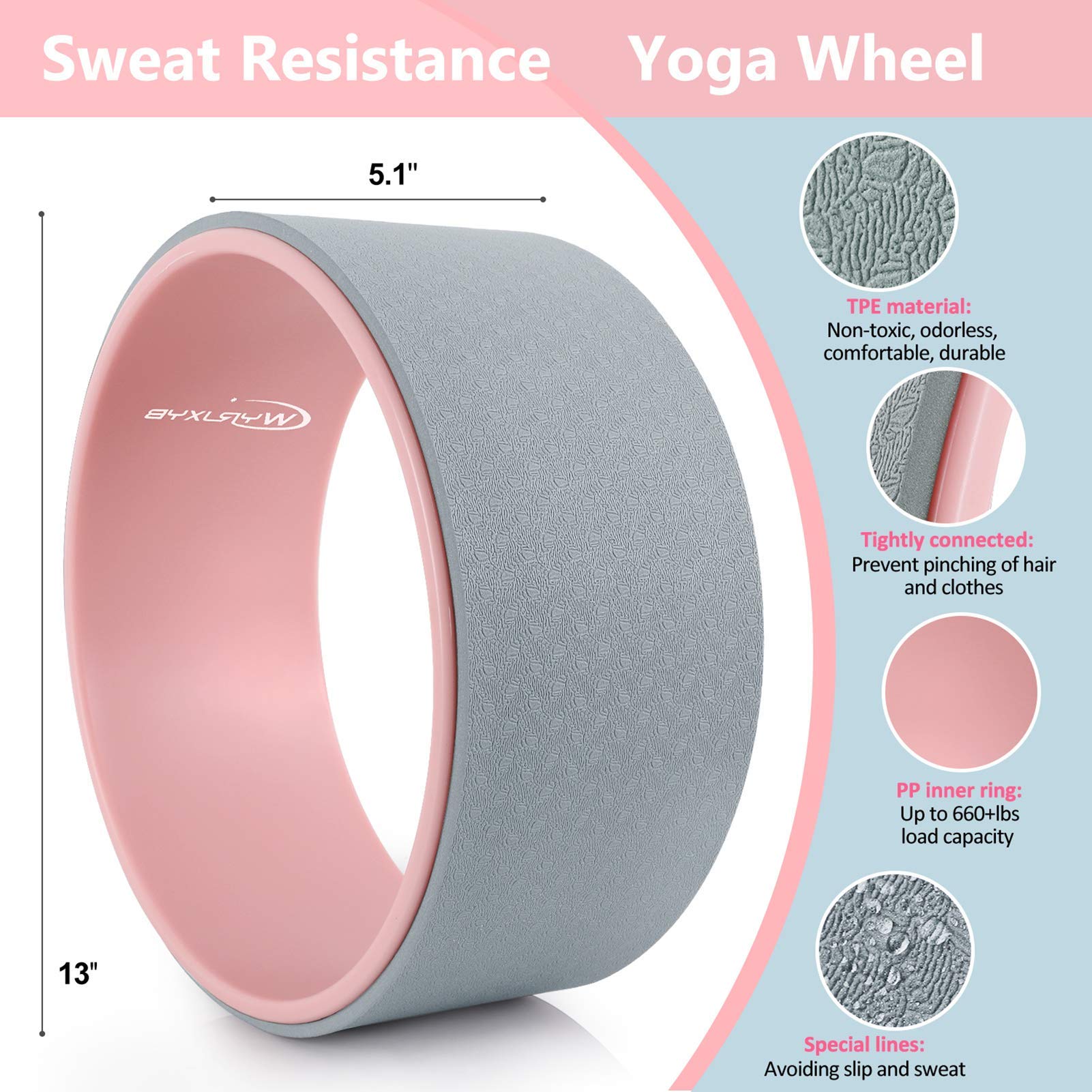 Yoga Wheel Set (11-in-1),Yoga Wheel Back Wheel for Back Pain, Yoga Blocks 2 Pack with Strap, Resistance Bands,Yoga Wheel Bag, Perfect Yoga Accessory for Stretching and Improving Backbends (Grey)