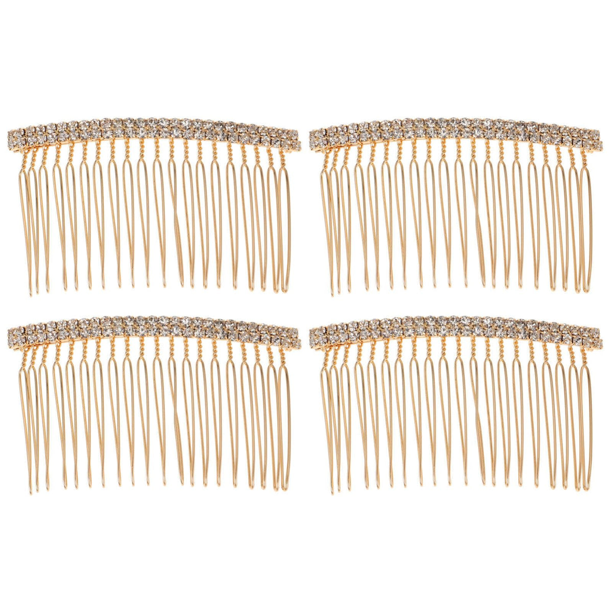 Beaupretty 4pcs Hair Accessory Silver Headpieces with Gold Rhinestone Tiara, Barrettes, and Hairpin for Bride
