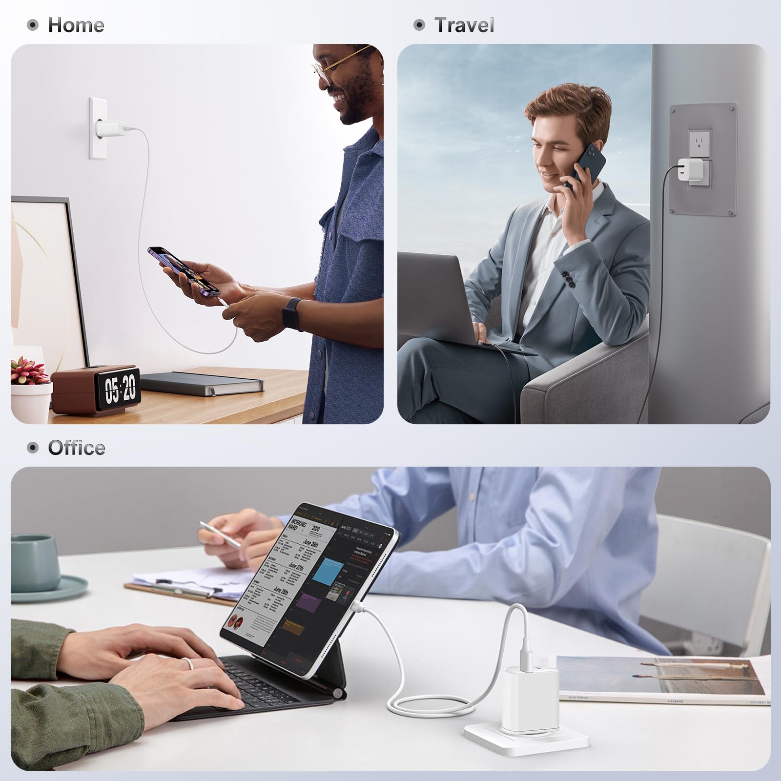 Susnwere 40W Dual USB C Charger Block,2-Port Fast USB-C Power Adapter Wall Charger Plug Type C Charging Block for Laptop Computer & Tablets/Phones iPhone 15/14/13/12/11/X, iPad,Samsung,Google (2 pack)