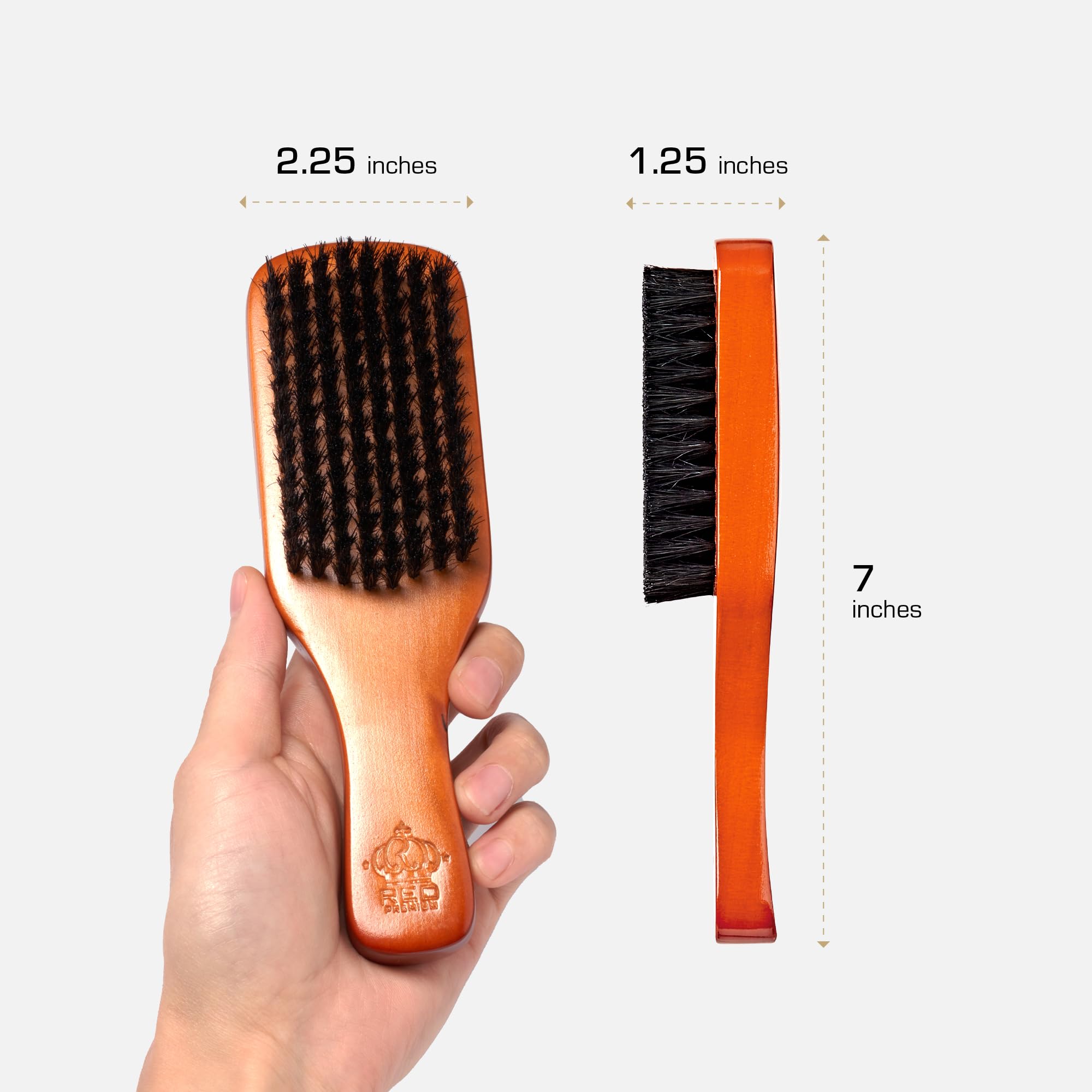 RED by Kiss Beard Brush with 100% Natural Boar Bristles for Men, Premium Wooden Brush, Beards Mustaches Grooming Shaving Comb, Tame and Soften Facial Hair (CLUB)