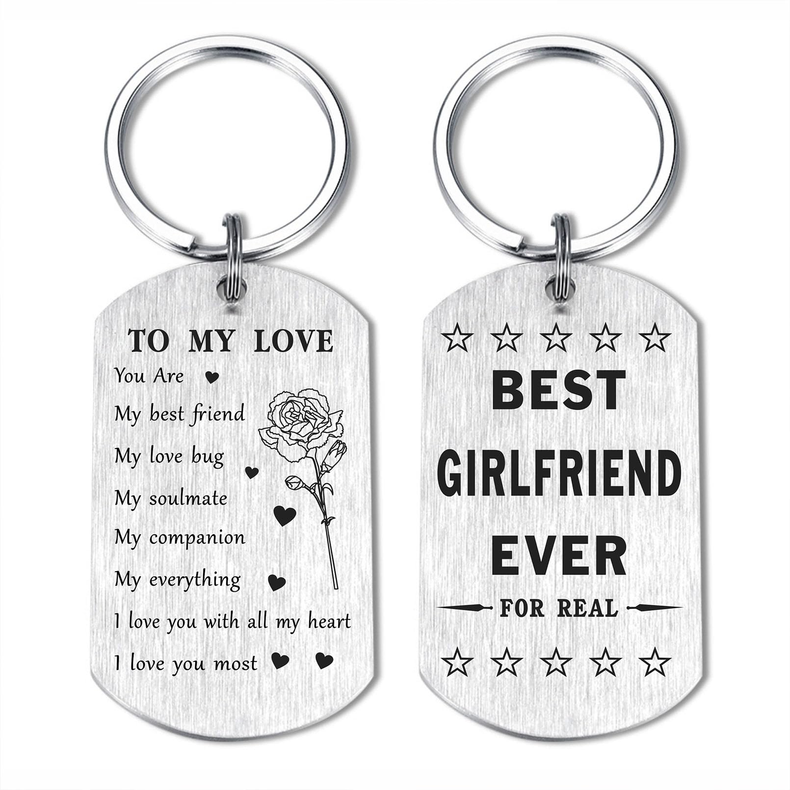 SOUSYOKYO Best Girlfriend Ever Keychain, Meaningful Grilfriend Anniversary Birthday Gifts, Love Girlfriend Mothers Day Present from Boyfriend