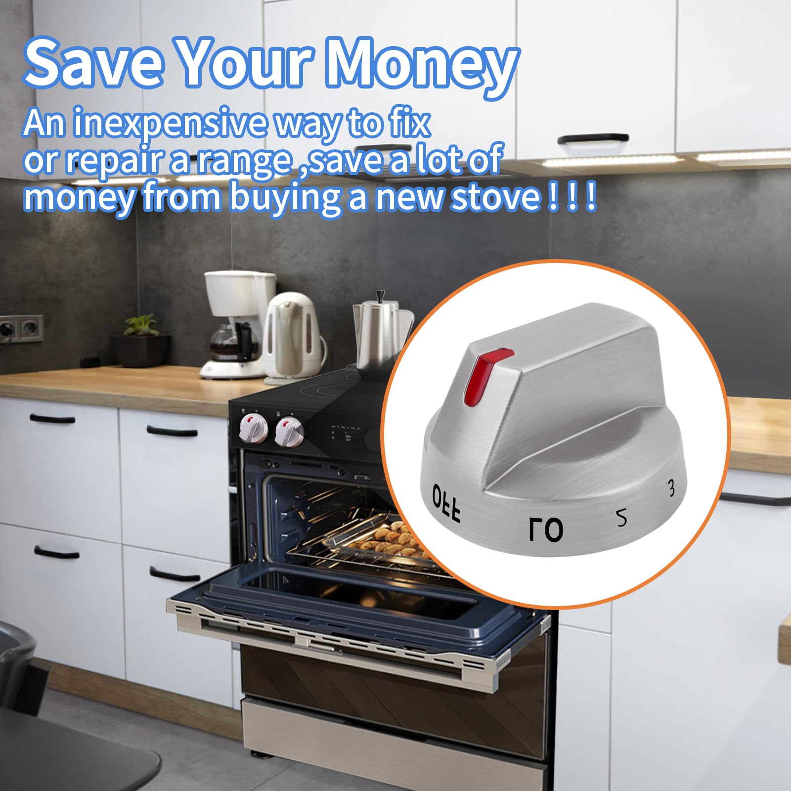 DG94-03500A/Z 4Pcs DG94-03500V DG94-03500W Compatible Replacement Knob for Samsung Electric Stove Models NE63T8111SS/AA NE63T8311SS/AA NE63T8751SS/AA NE63T8711SS/AA